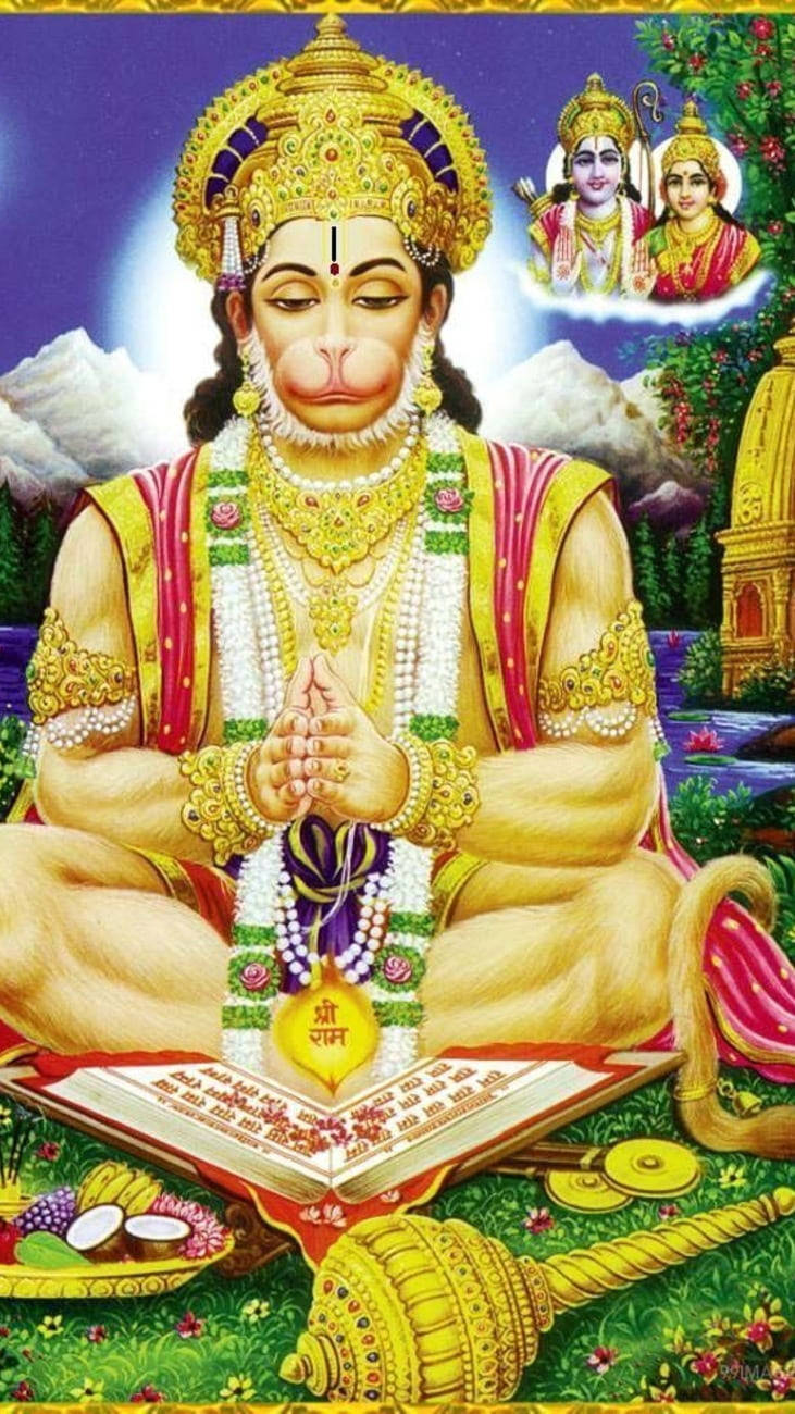 Golden Hindu God Hanuman Background