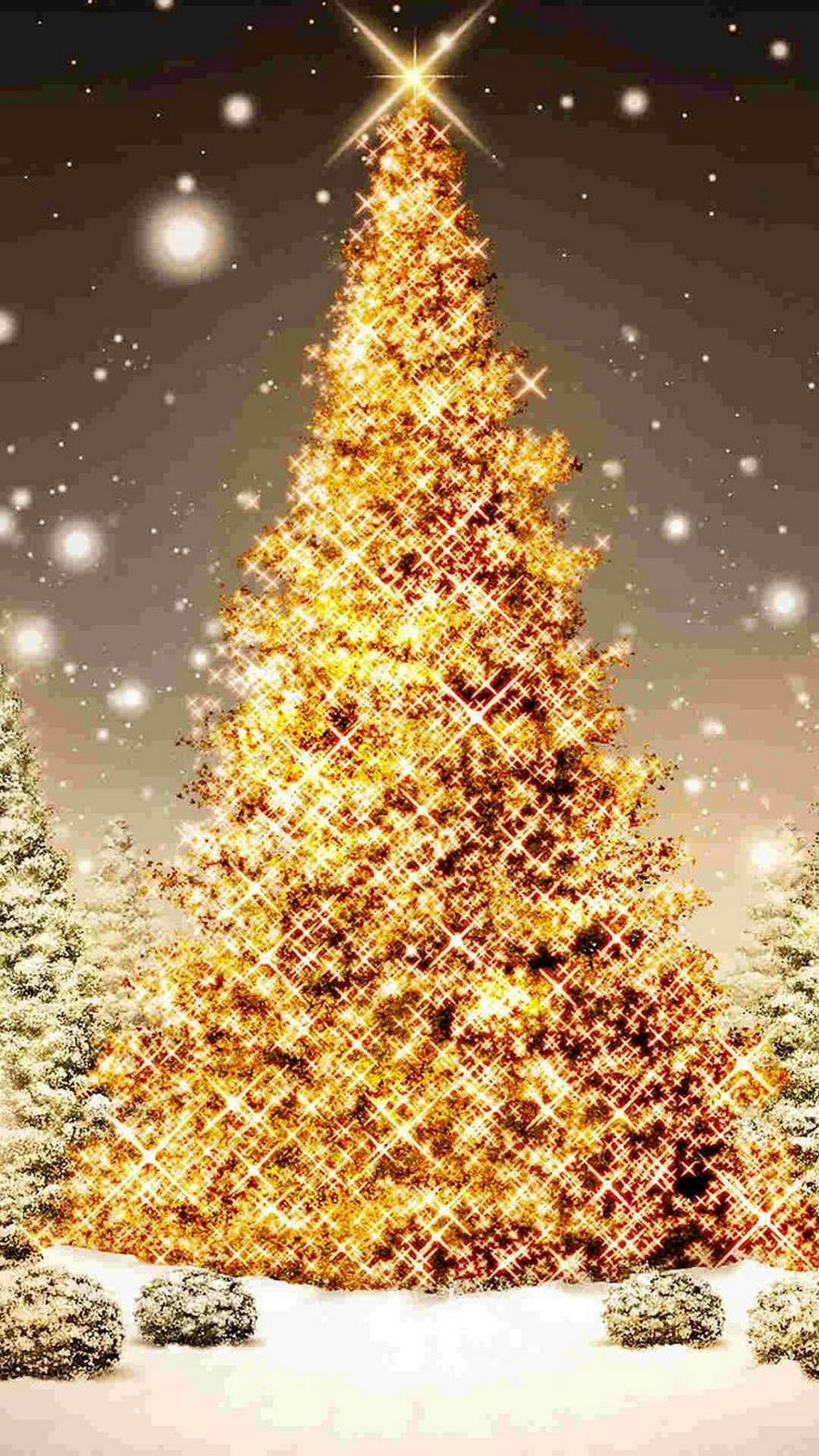Golden Holiday Christmas Tree Background