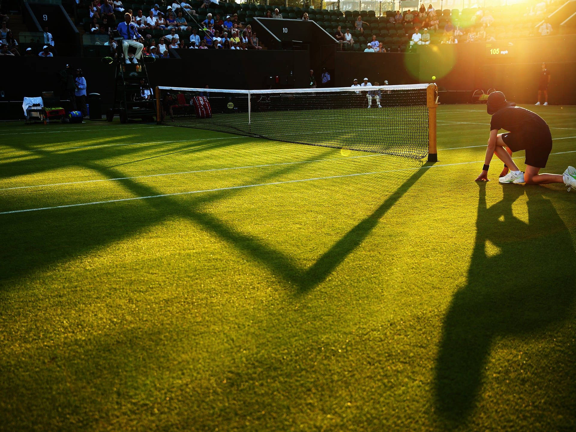 Golden Hour At Wimbledon Tennis Court Background