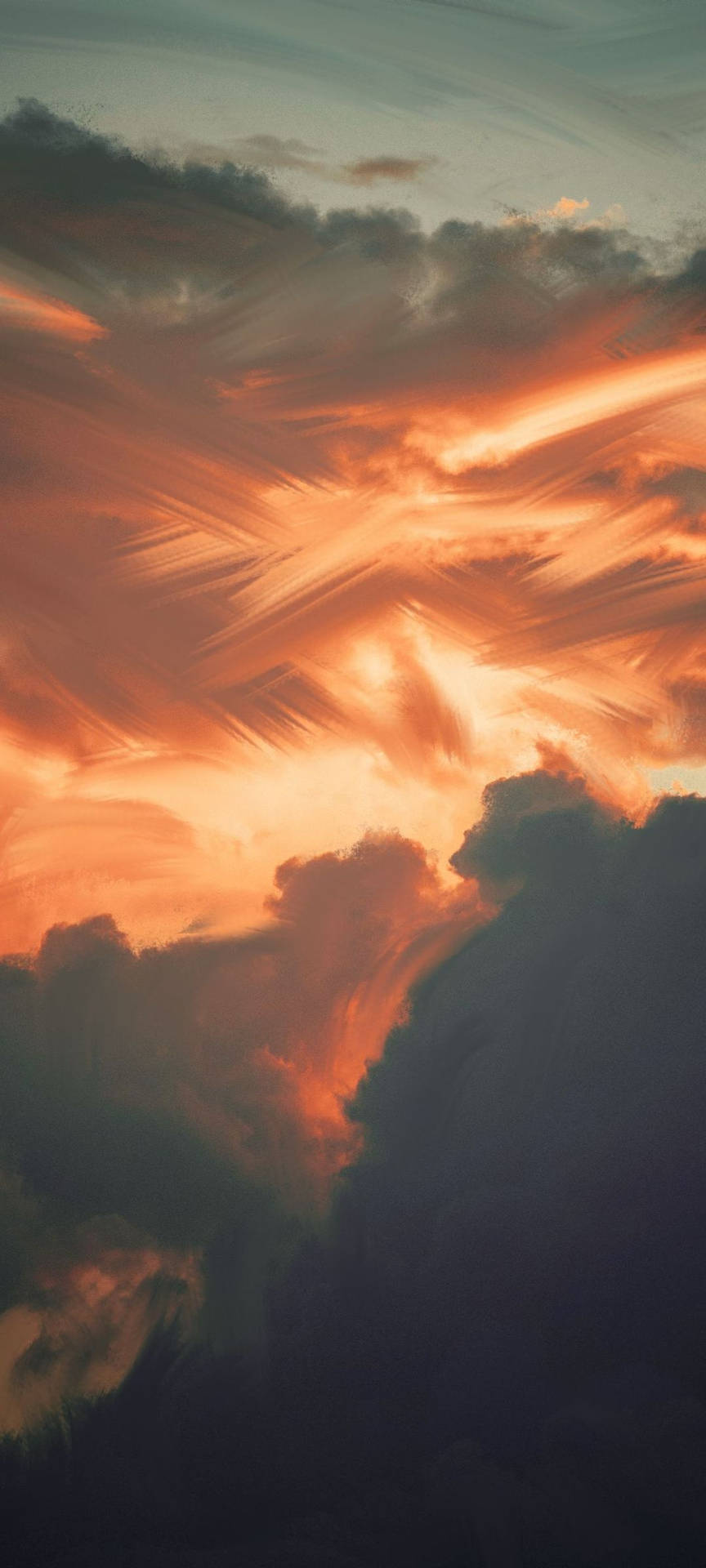 Golden Hour Clouds Phone Painting Background