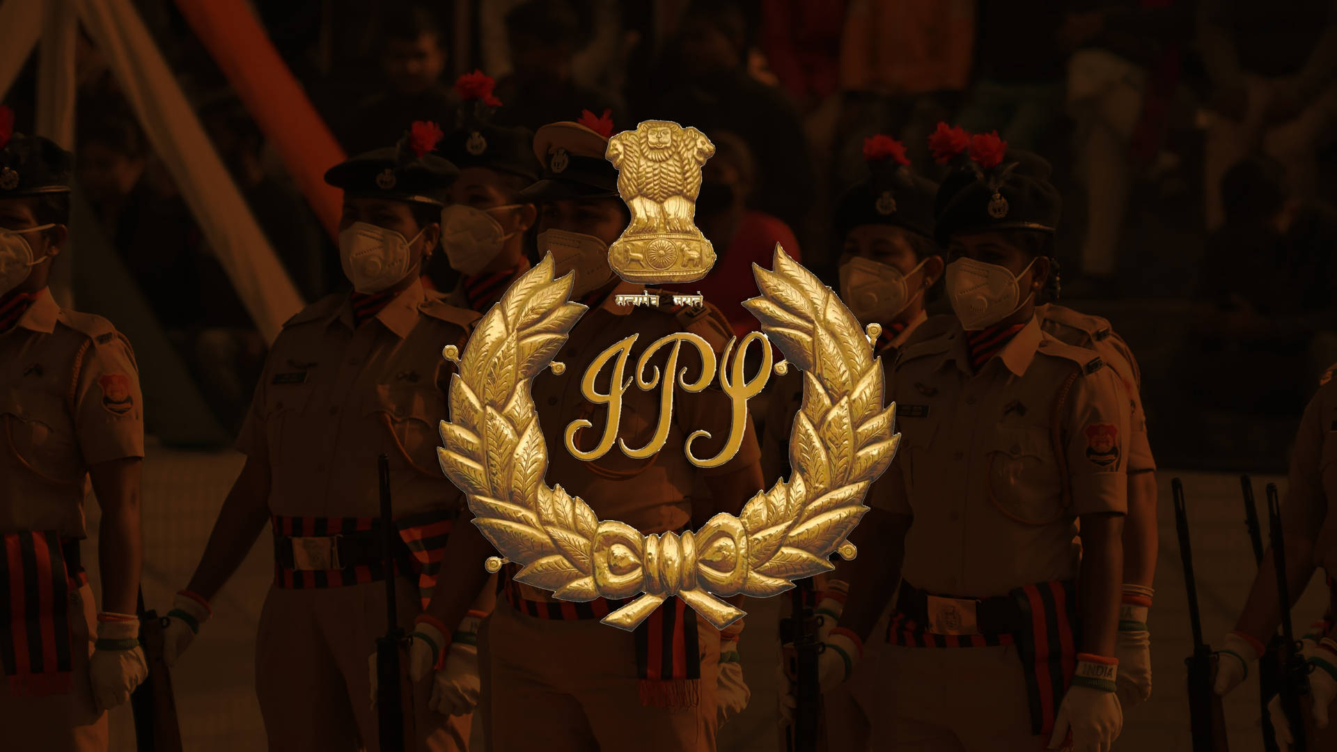 Golden Ips Logo And Police Background