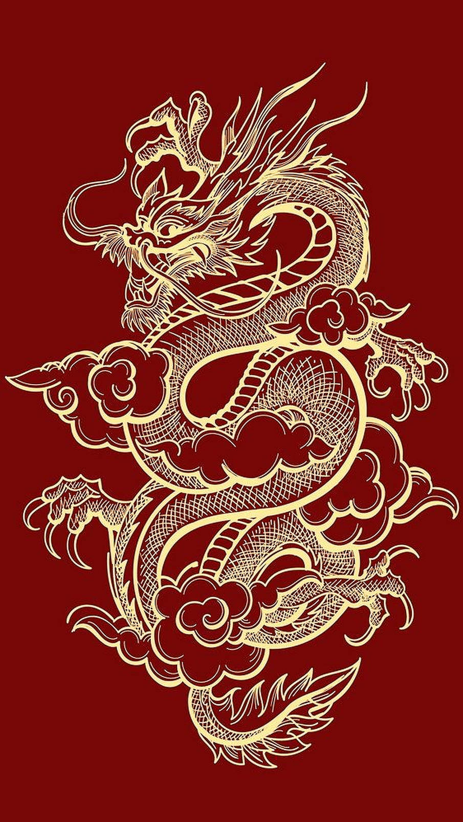 Golden Japanese Dragon Tattoo Background