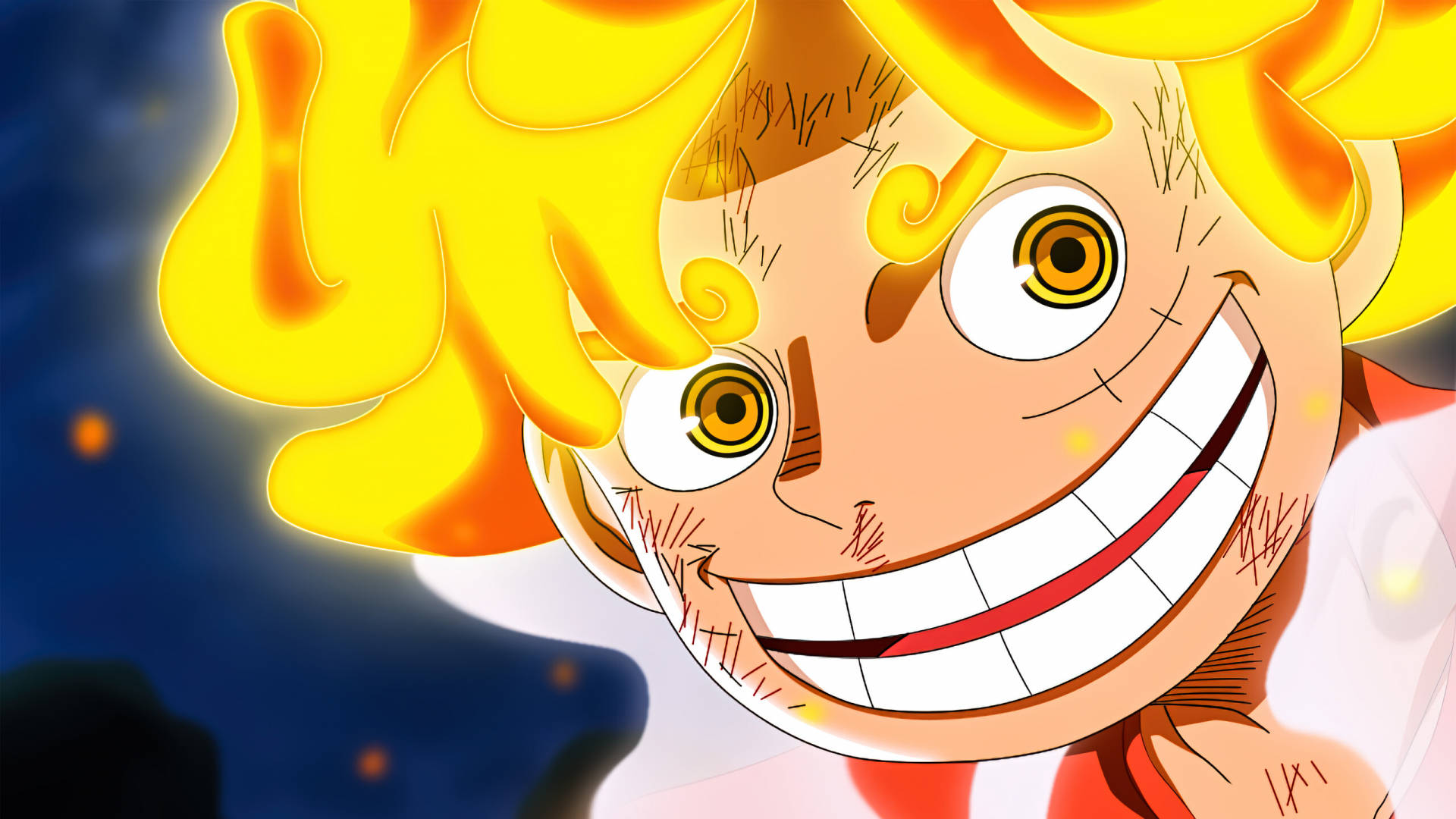 Golden Joy Boy Luffy Unleashing Power Background