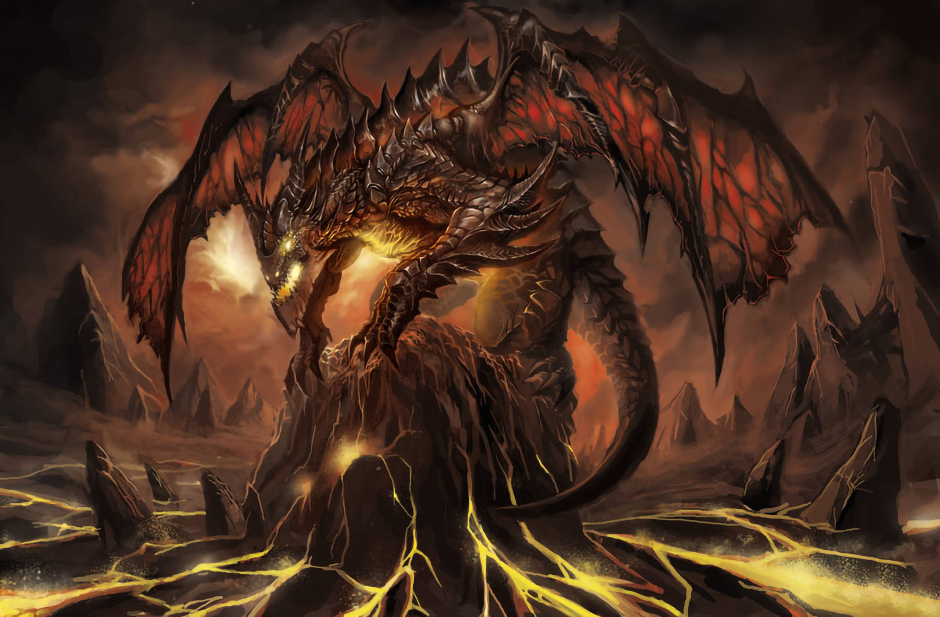 Golden Lava Dragon Background