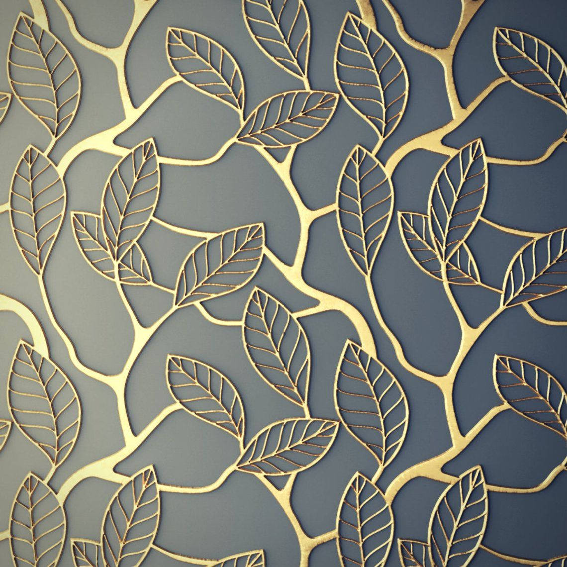 Golden Leaves Wall Texture Background