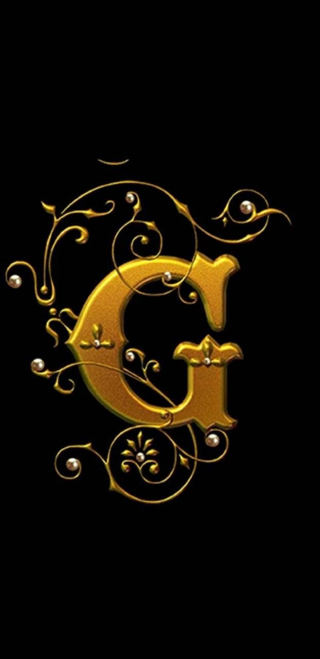 Golden Letter G With Gold Designs Background