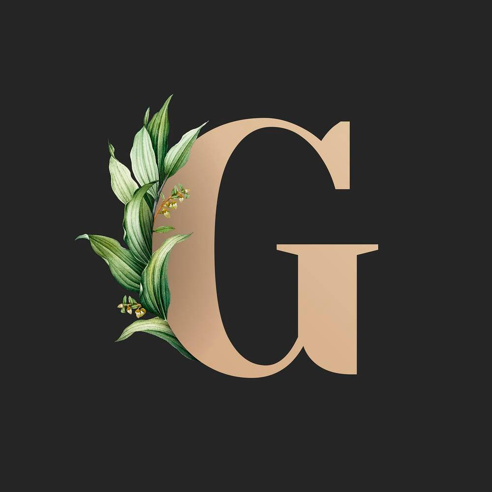 Golden Letter G With Leaves Background