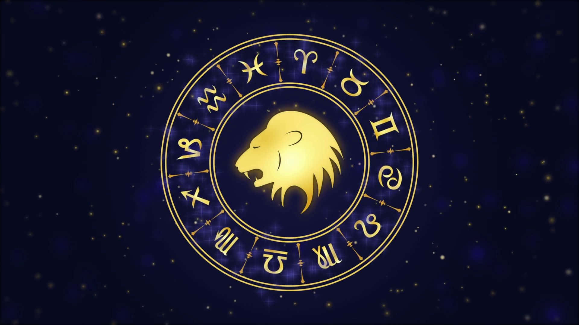 Golden Lion Leo Zodiac Wheel Background