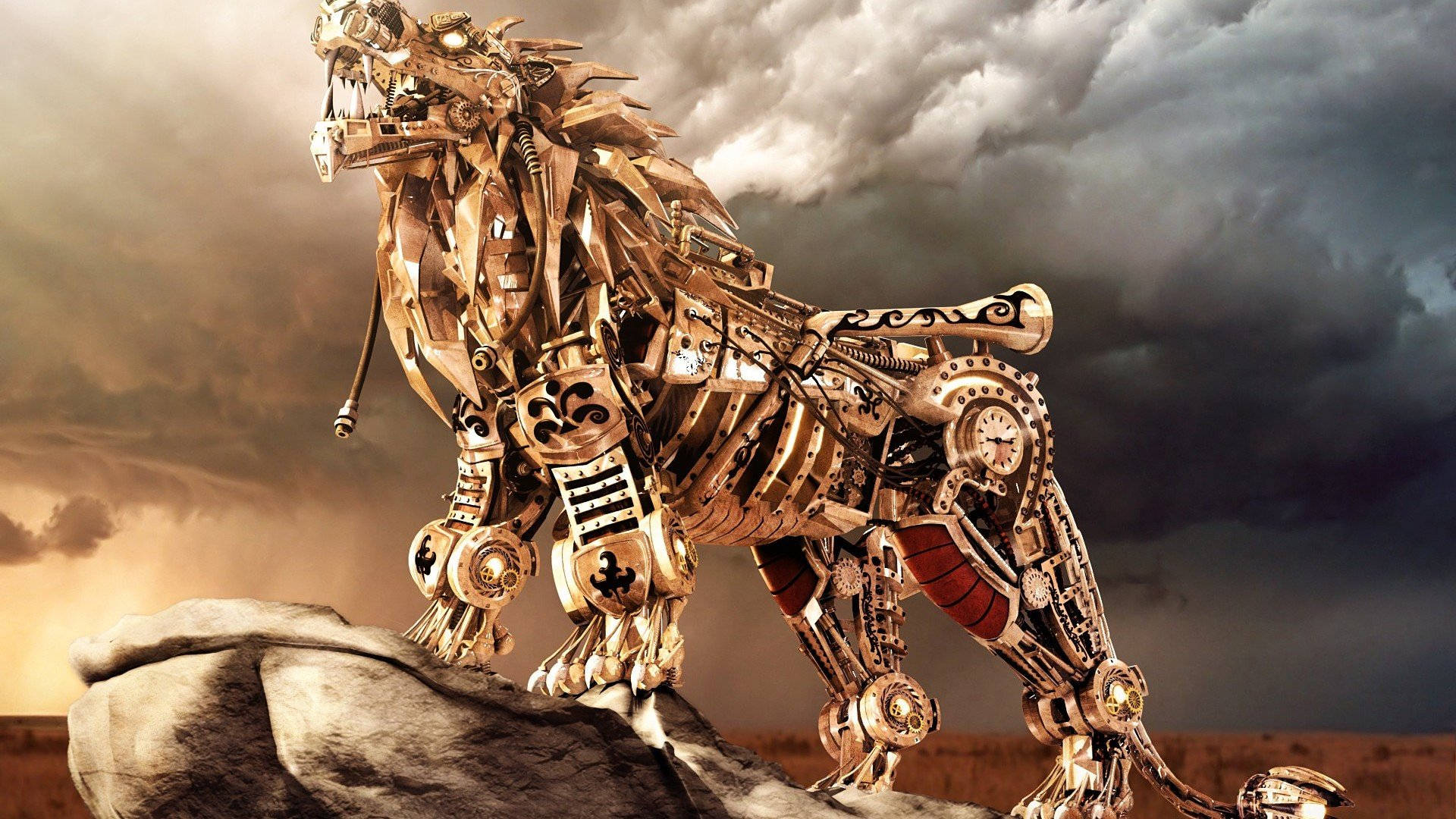 Golden Lion Robot Background