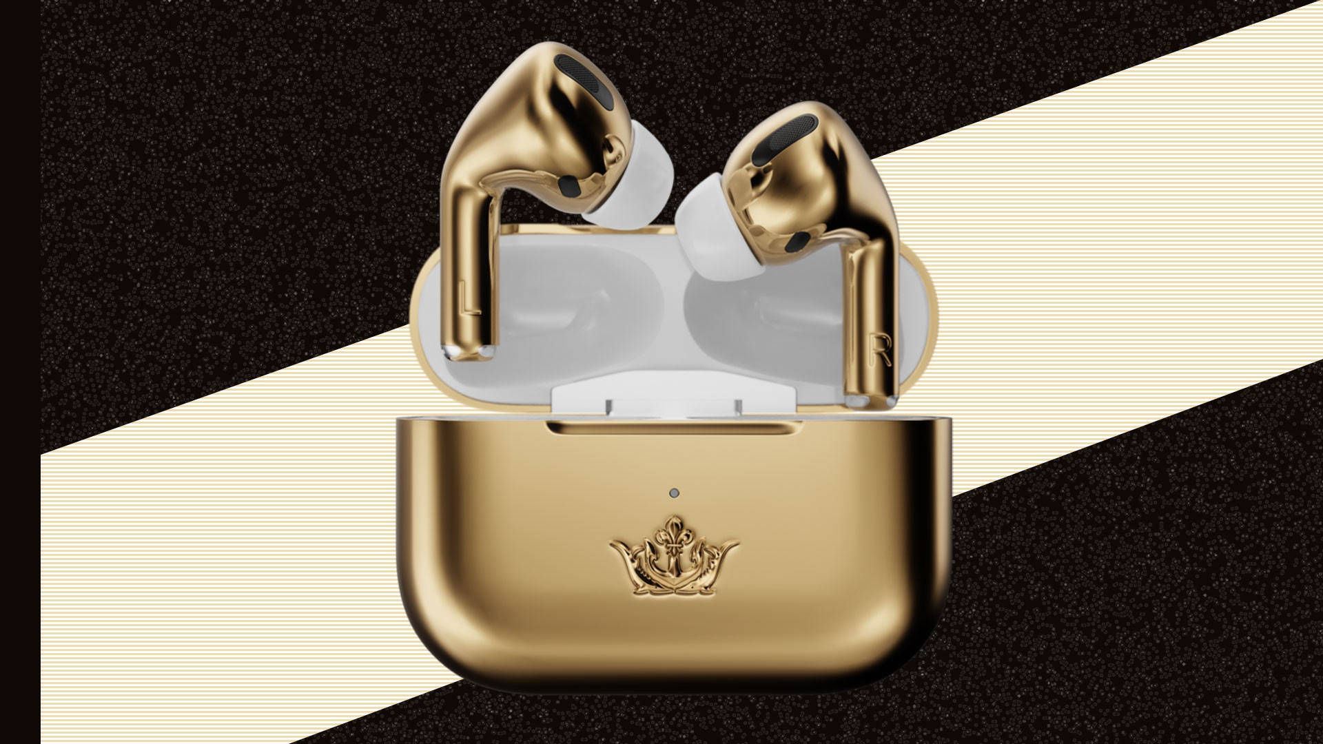 Golden Luxurious Airpods Background