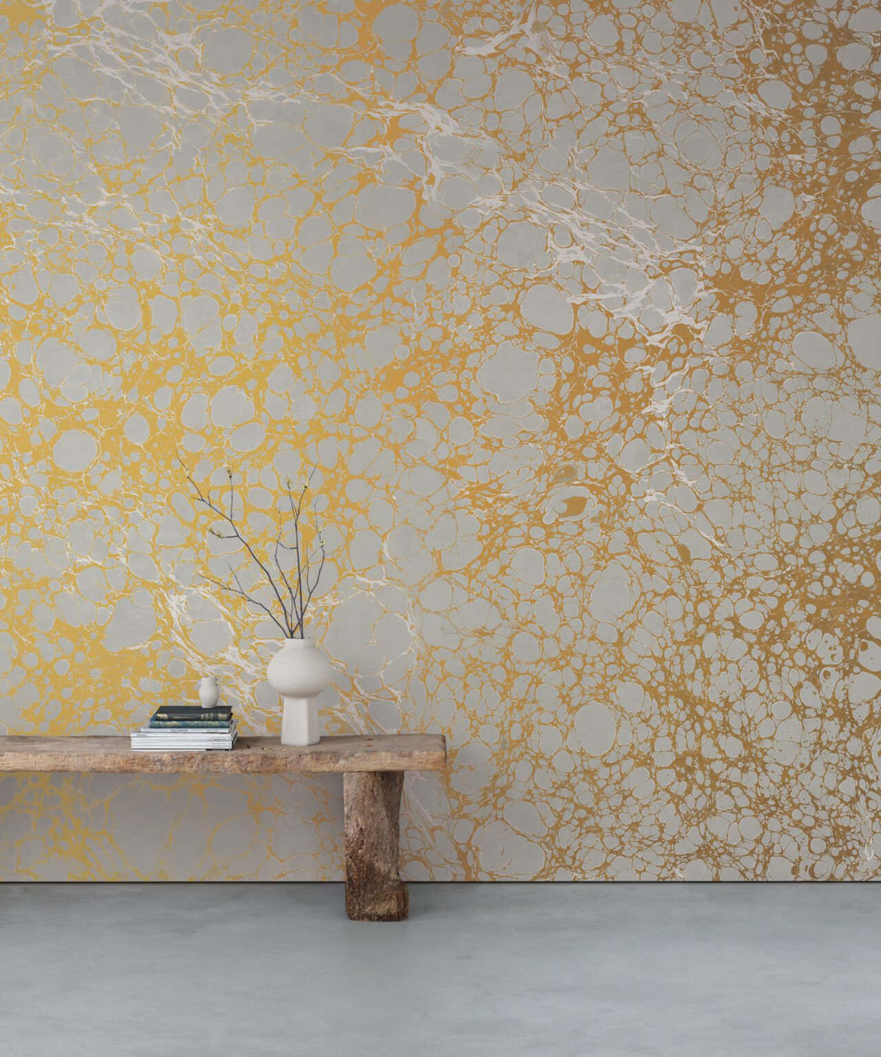 Golden Marbled Wallpaper Interior