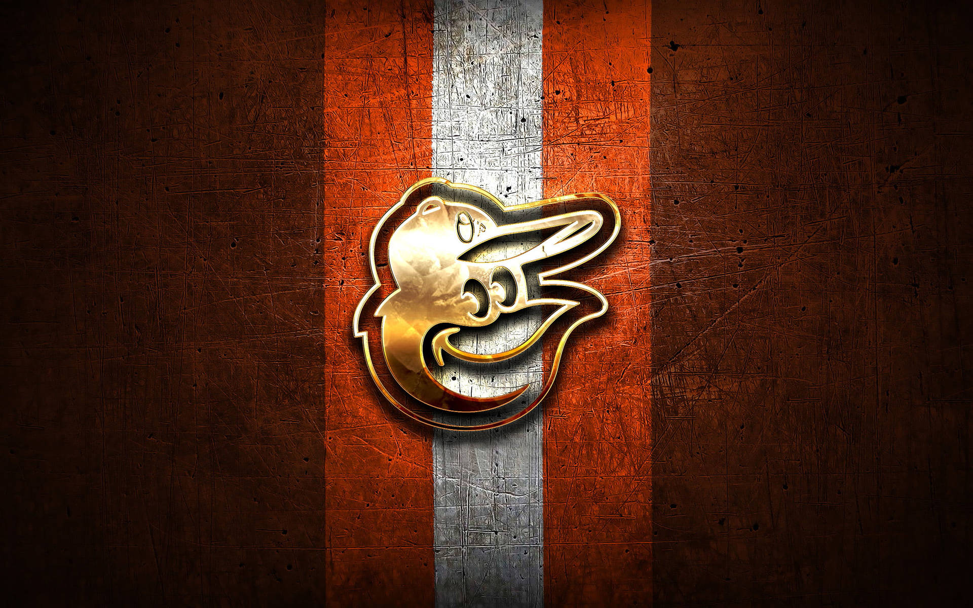 Golden Metal Baltimore Orioles Logo Background