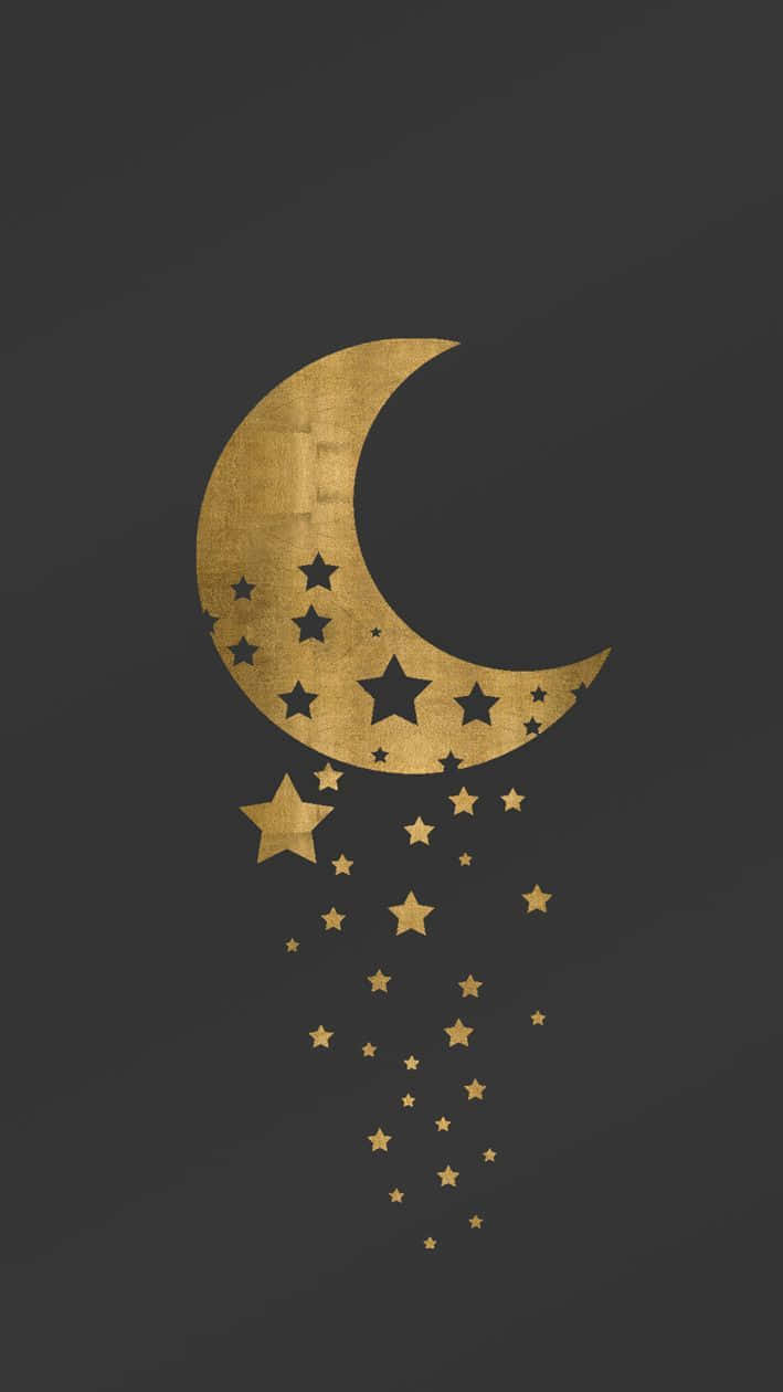 Golden Moon And Stars Iphone Background