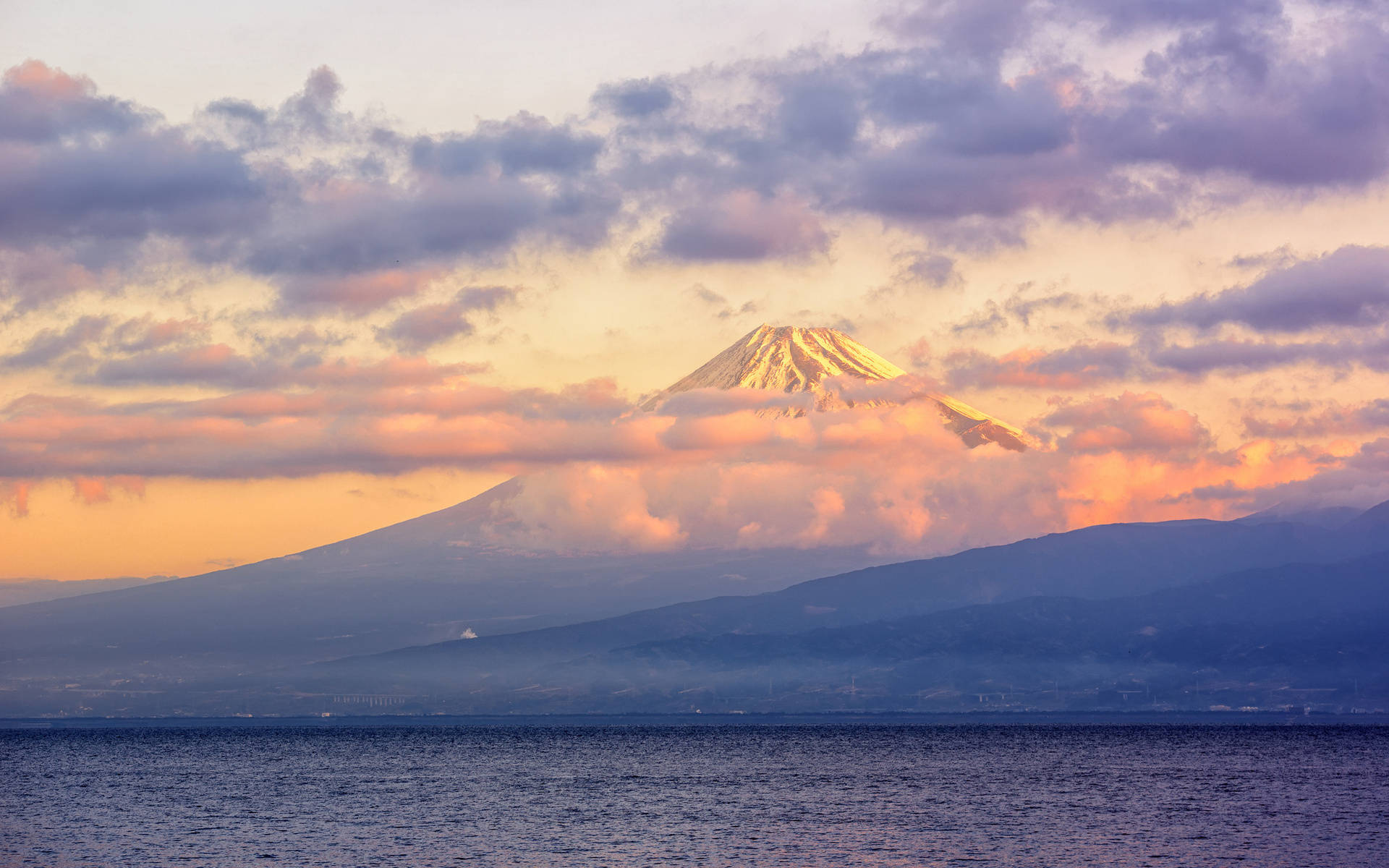 Golden Mount Fuji Background