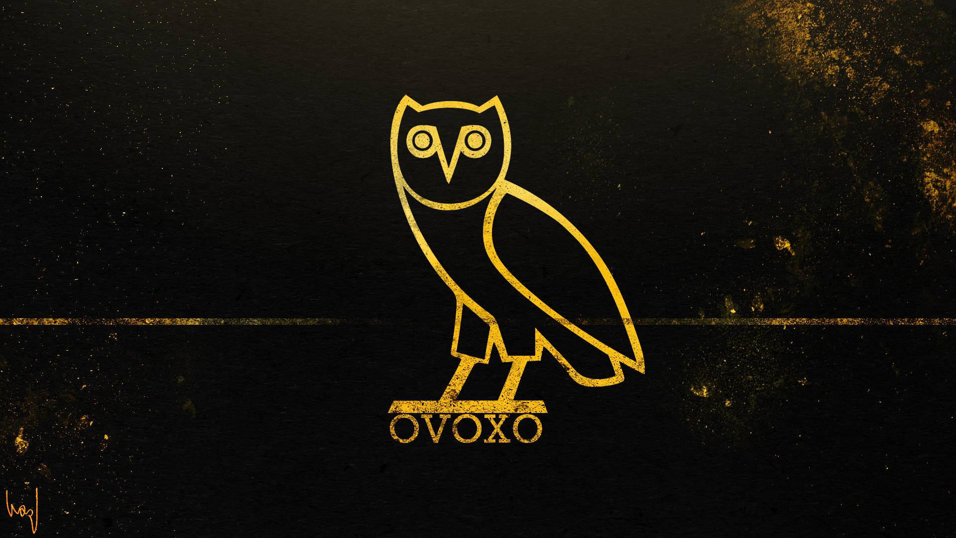 Golden O V O Owl Logo Background