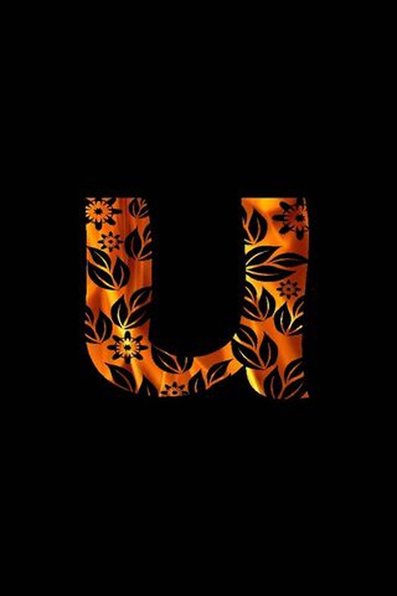 Golden Ornamental Skin Letter U Background