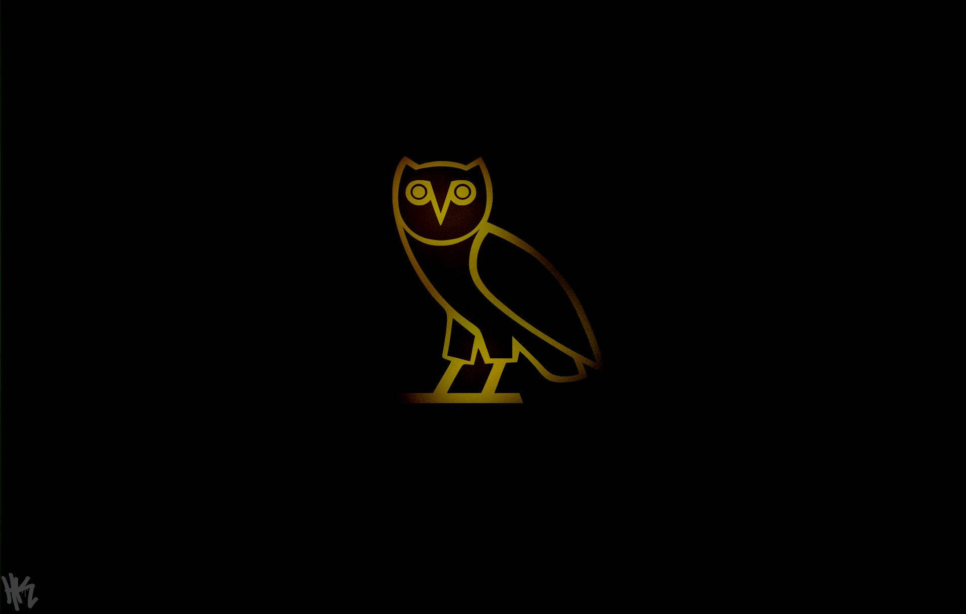 Golden Owl Logoon Black Background Background