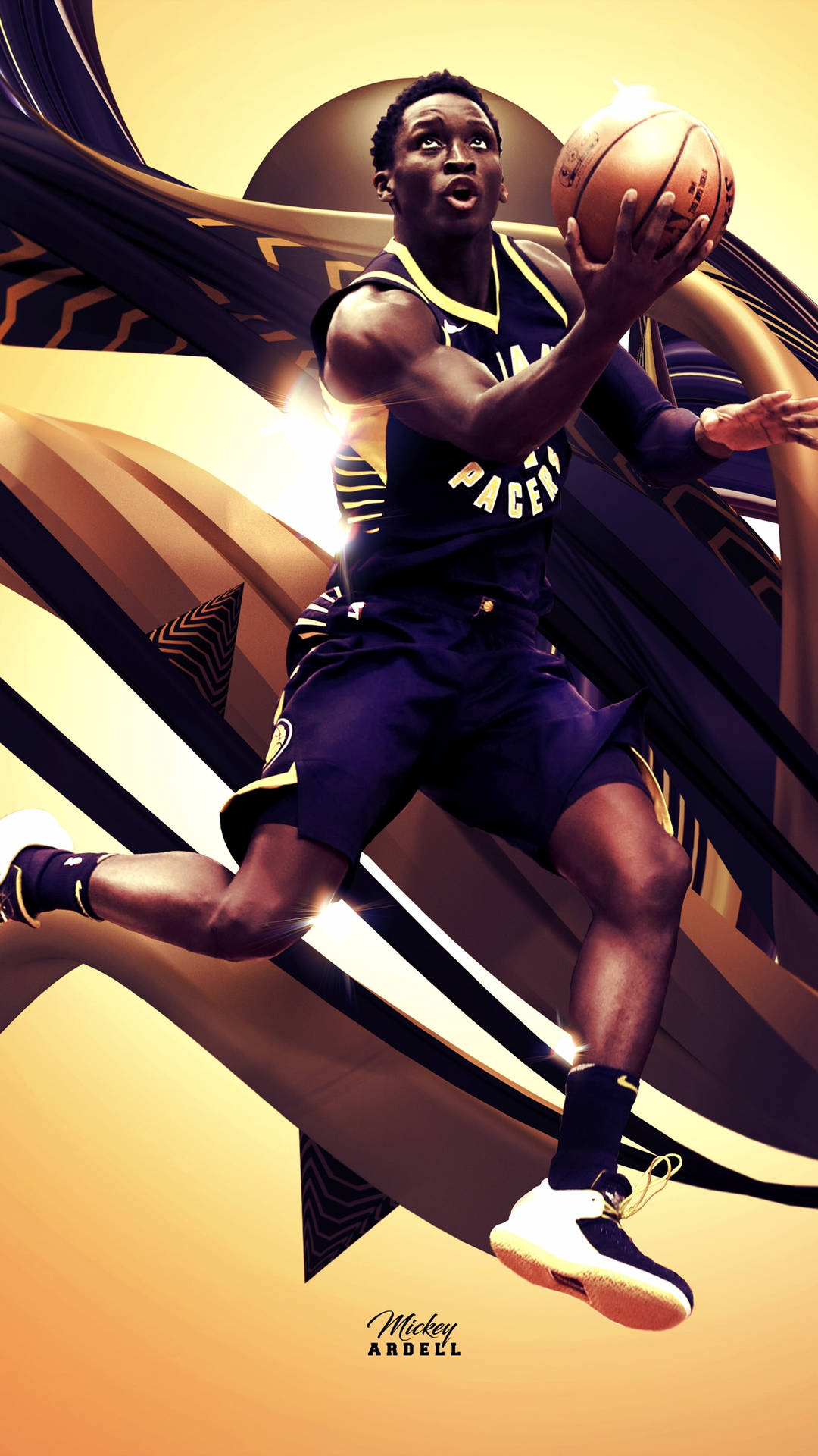 Golden Poster Of Star Victor Oladipo Background