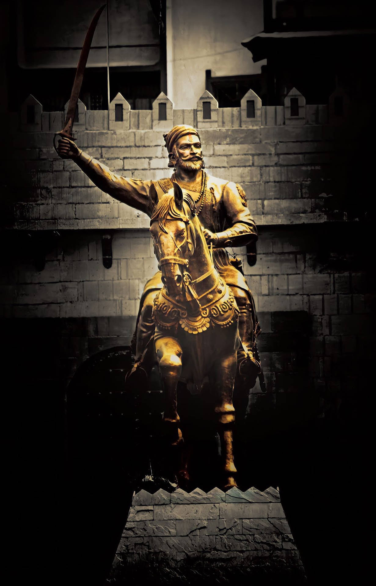 Golden Shivaji Maharaj Statue