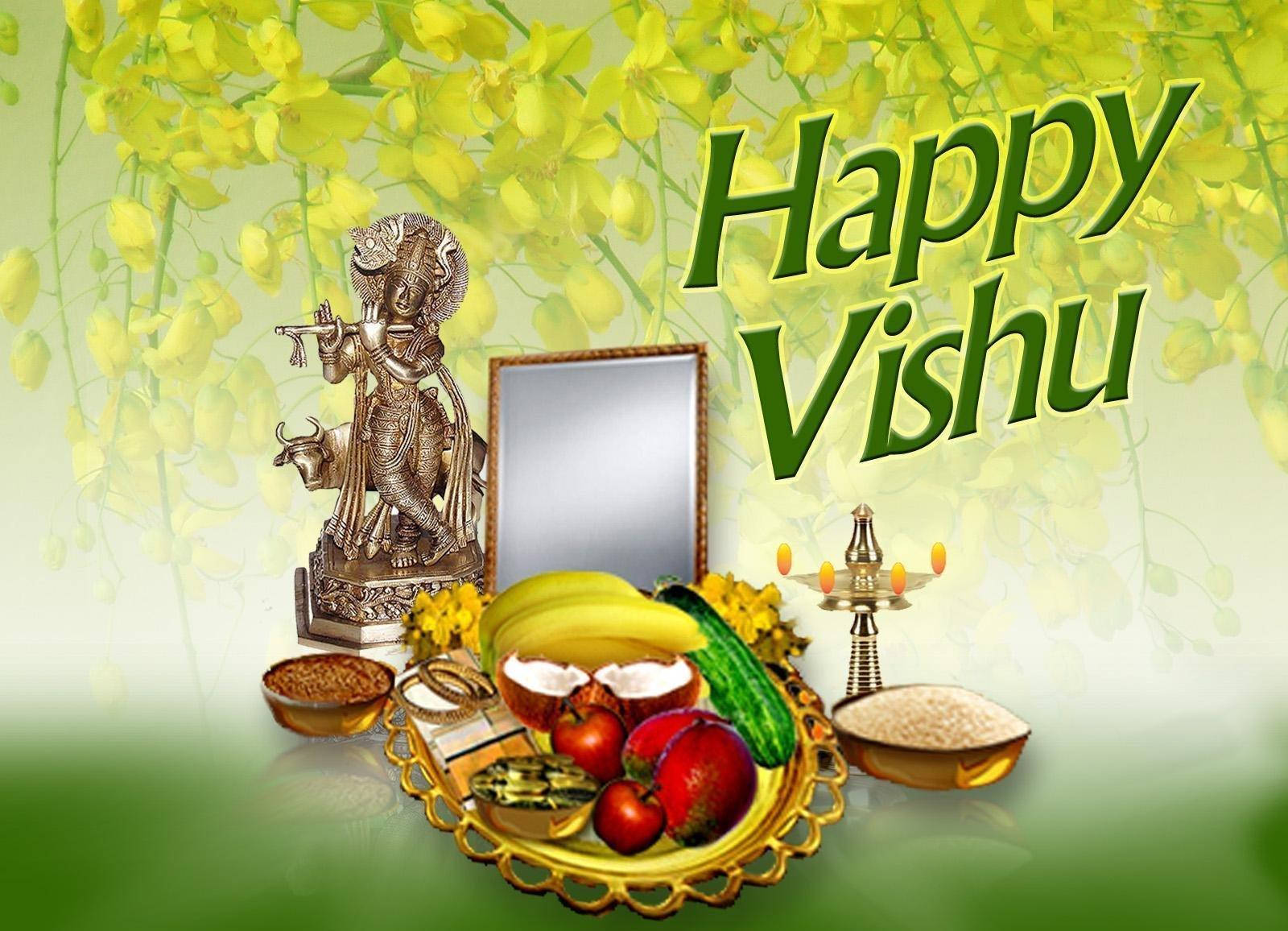 Golden Square Mirror Vishu Background