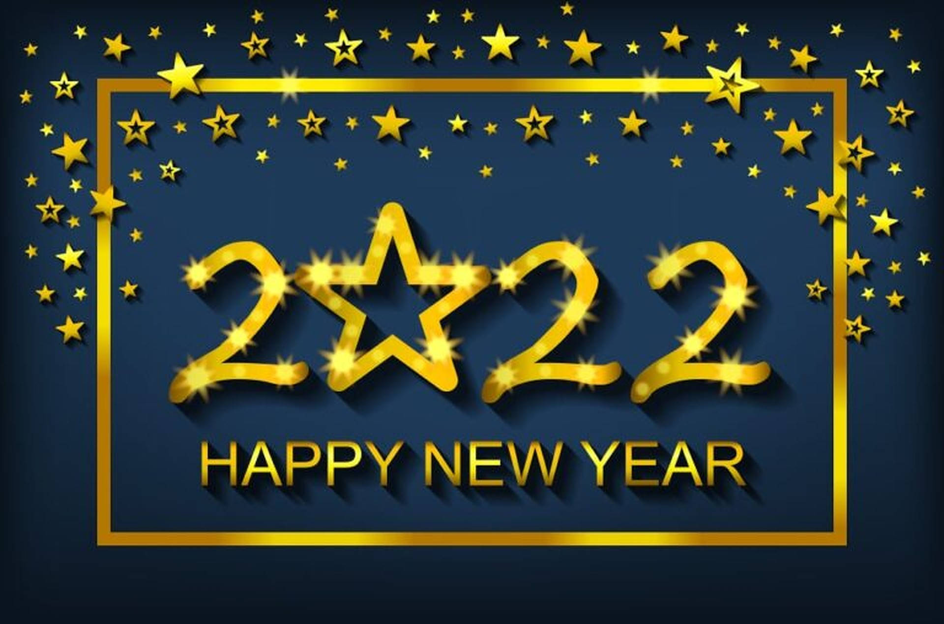 Golden Star Happy New Year 2022 Background