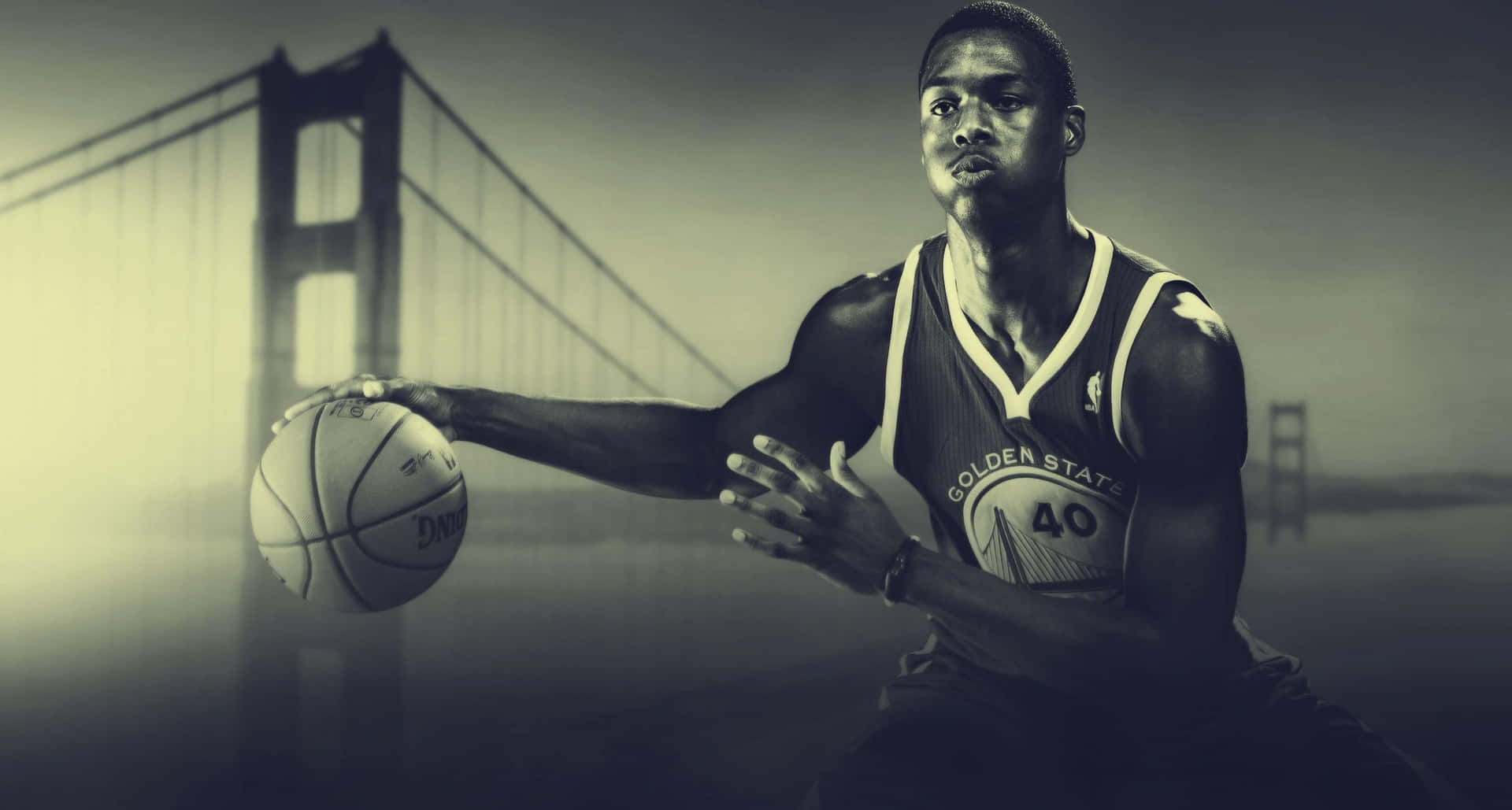 Golden State Warrior Basketball Playerand Bridge Background
