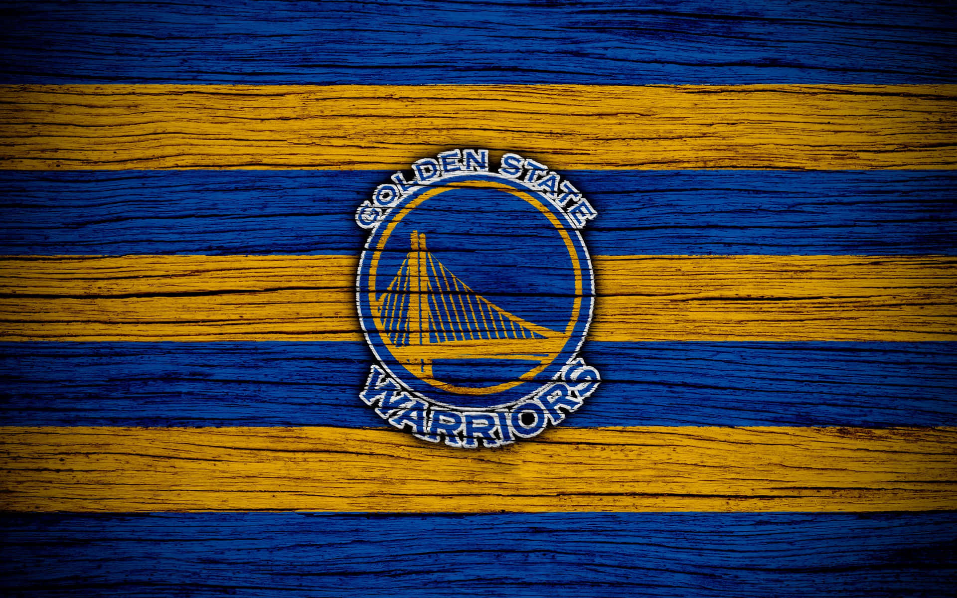 Golden State Warriors Logo On Striped Wood Surface Background