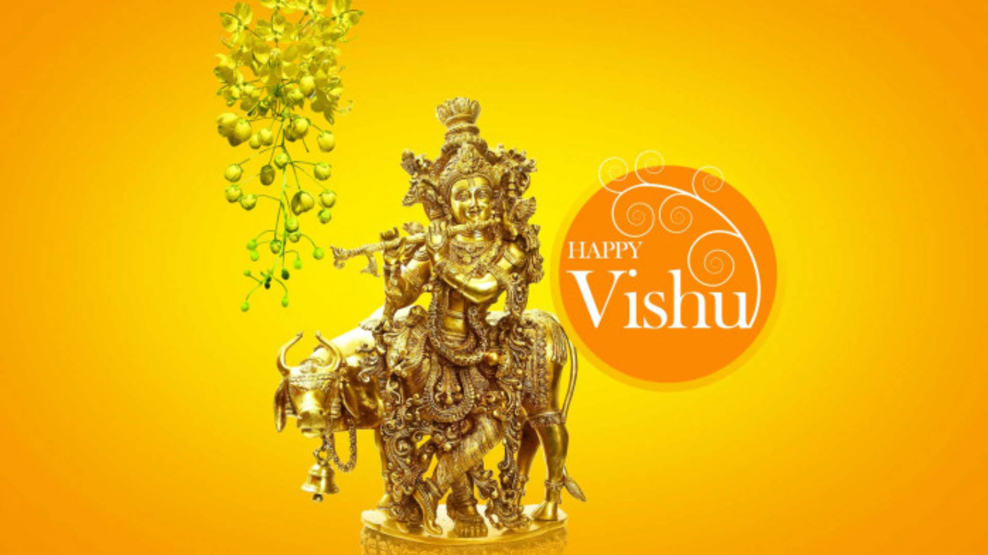 Golden Statue For Happy Vishu Celebration Background