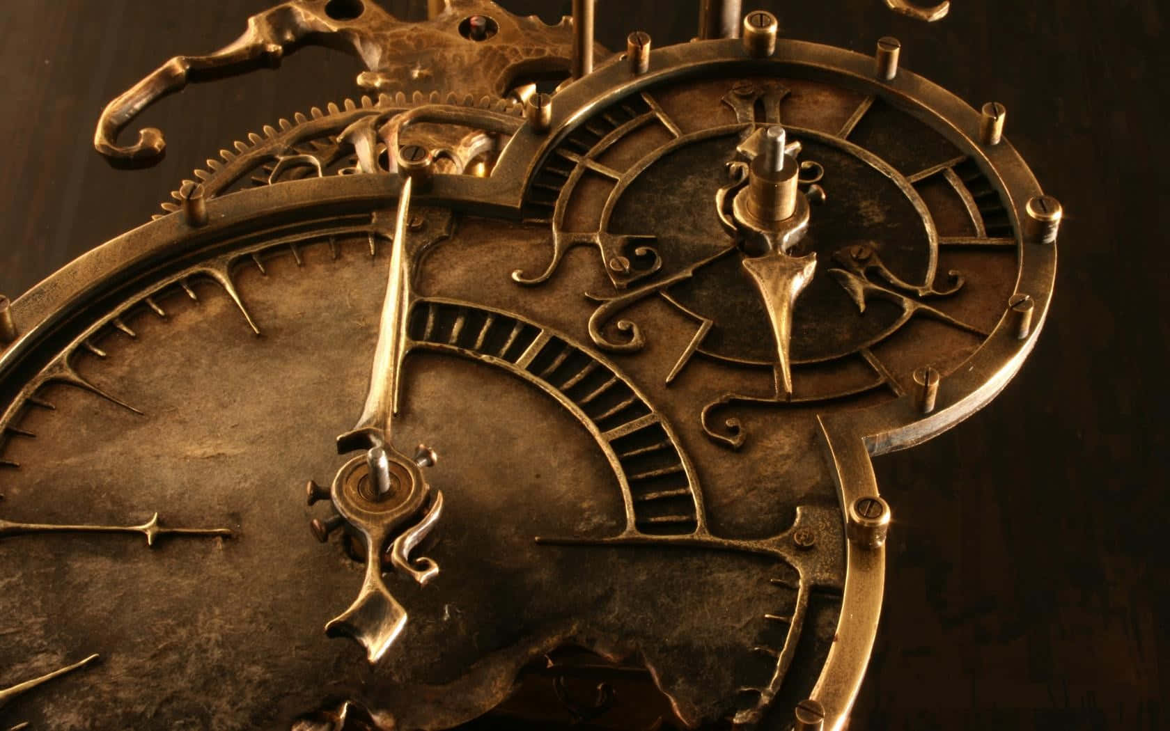 Golden Steampunk Time Clock Background