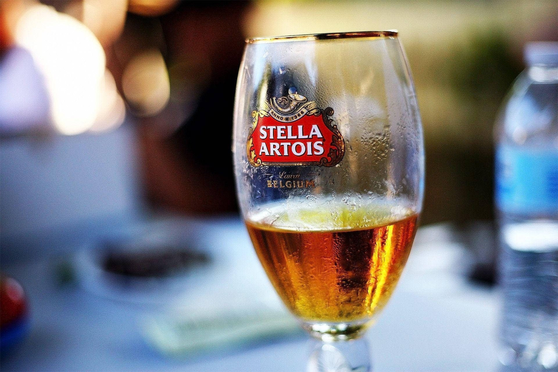 Golden Stella Artois Beer In Focus Background