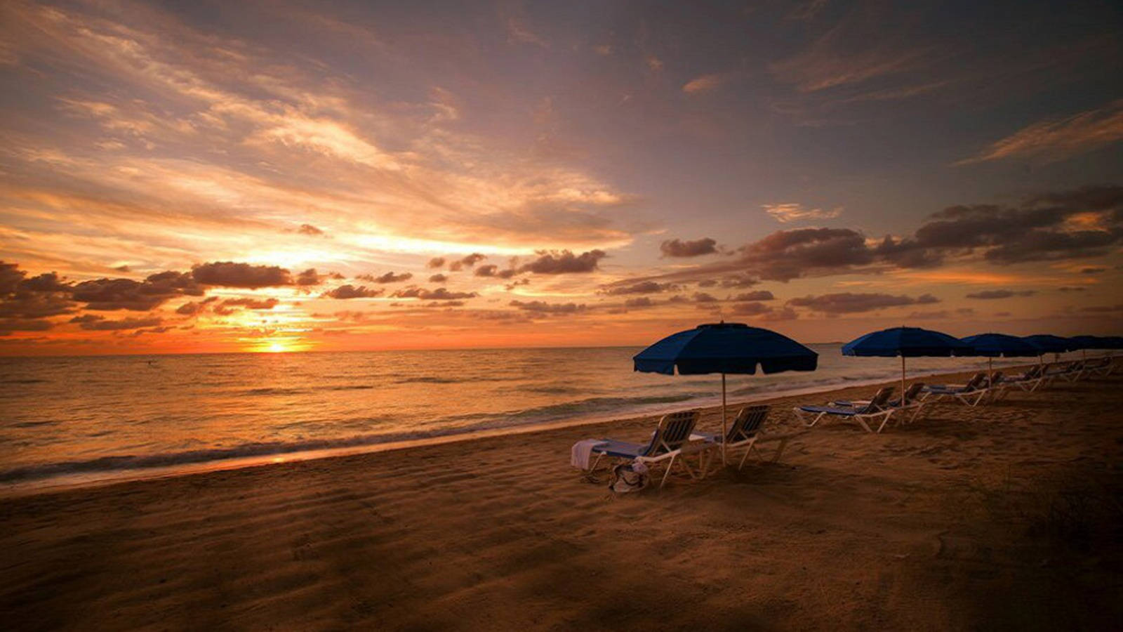 Golden Sunset Beach Desktop Background
