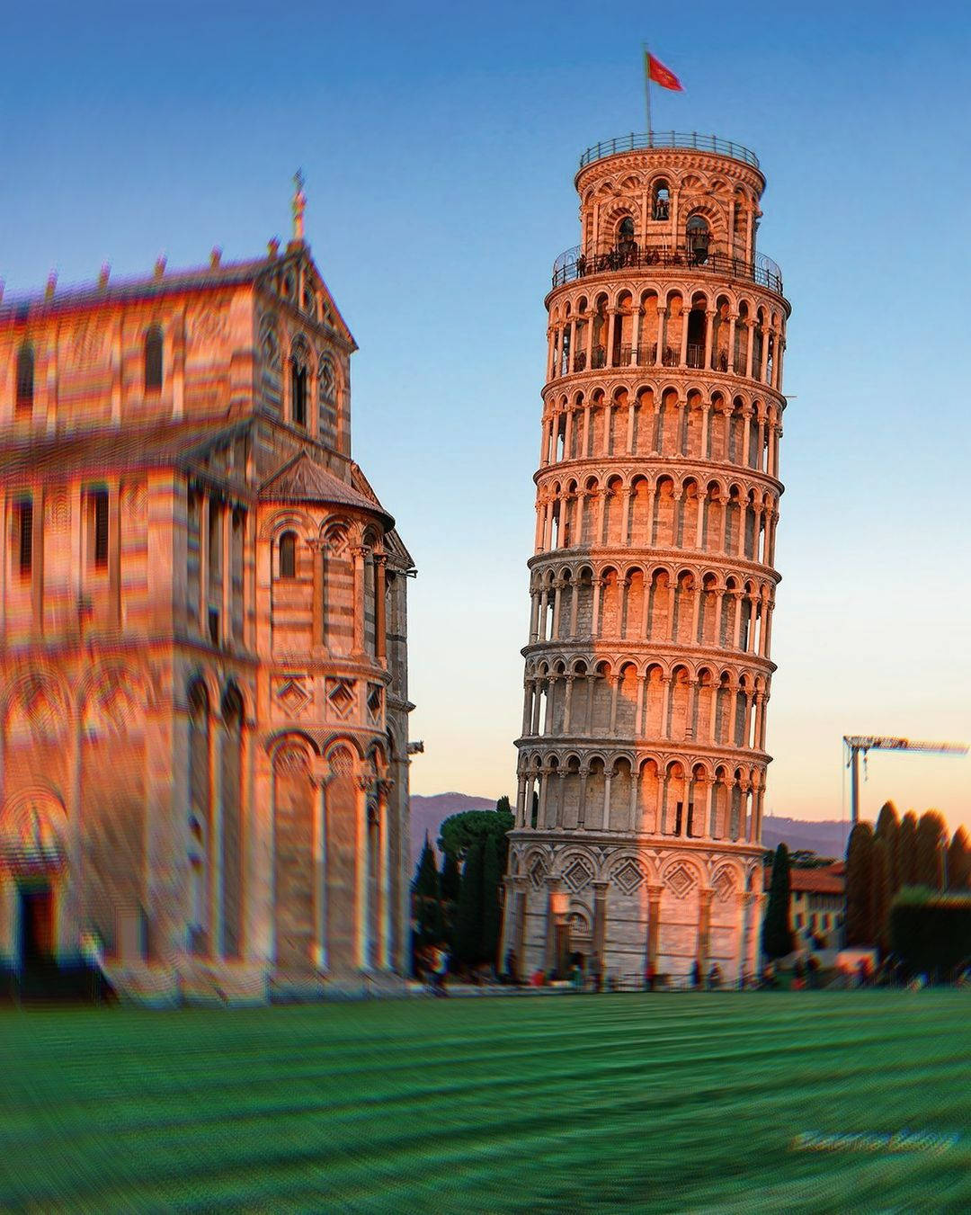 Golden Sunshine On Pisa Tower Background