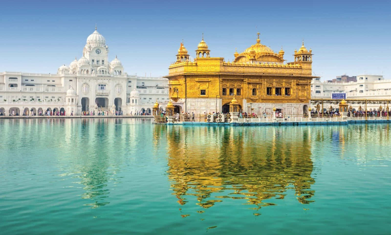 Golden Temple And Green Pool Background