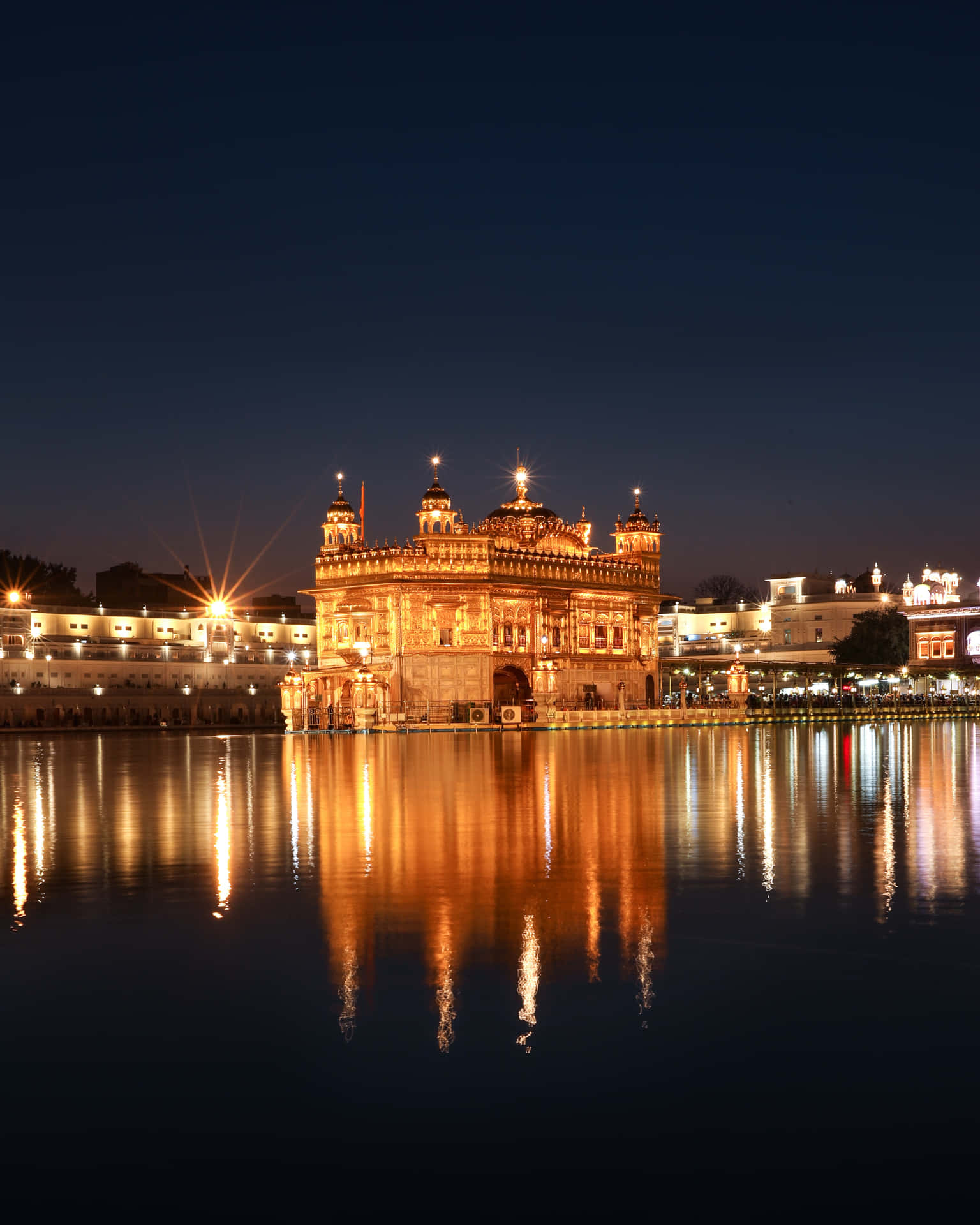 Golden Temple And Lights Background