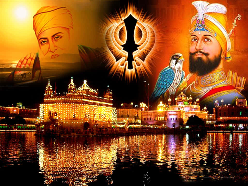 Golden Temple And Sikh Leaders Background