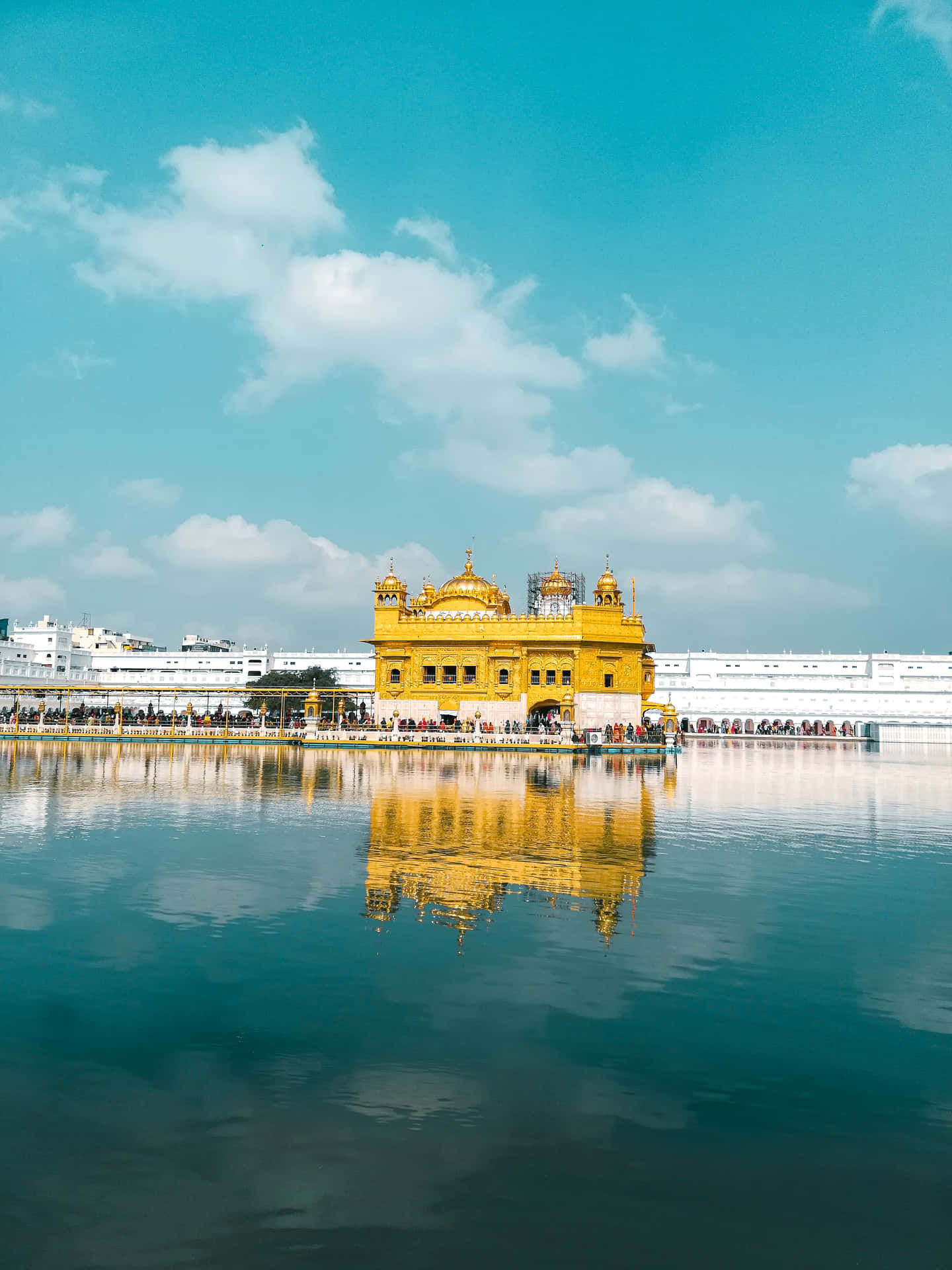 Golden Temple And Worshippers Background