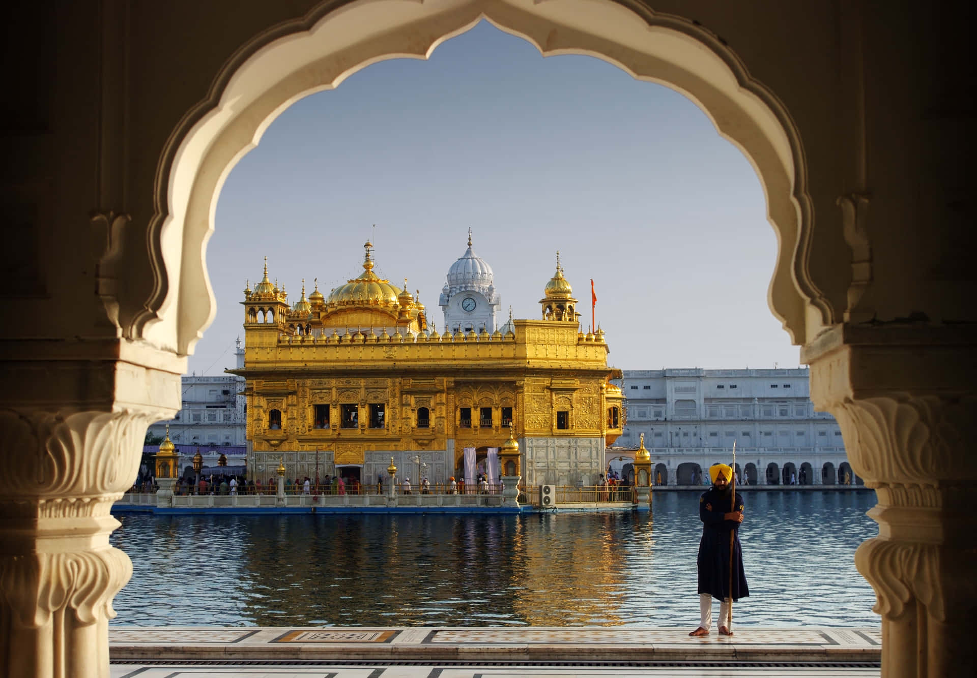 Golden Temple Behind Arch Background