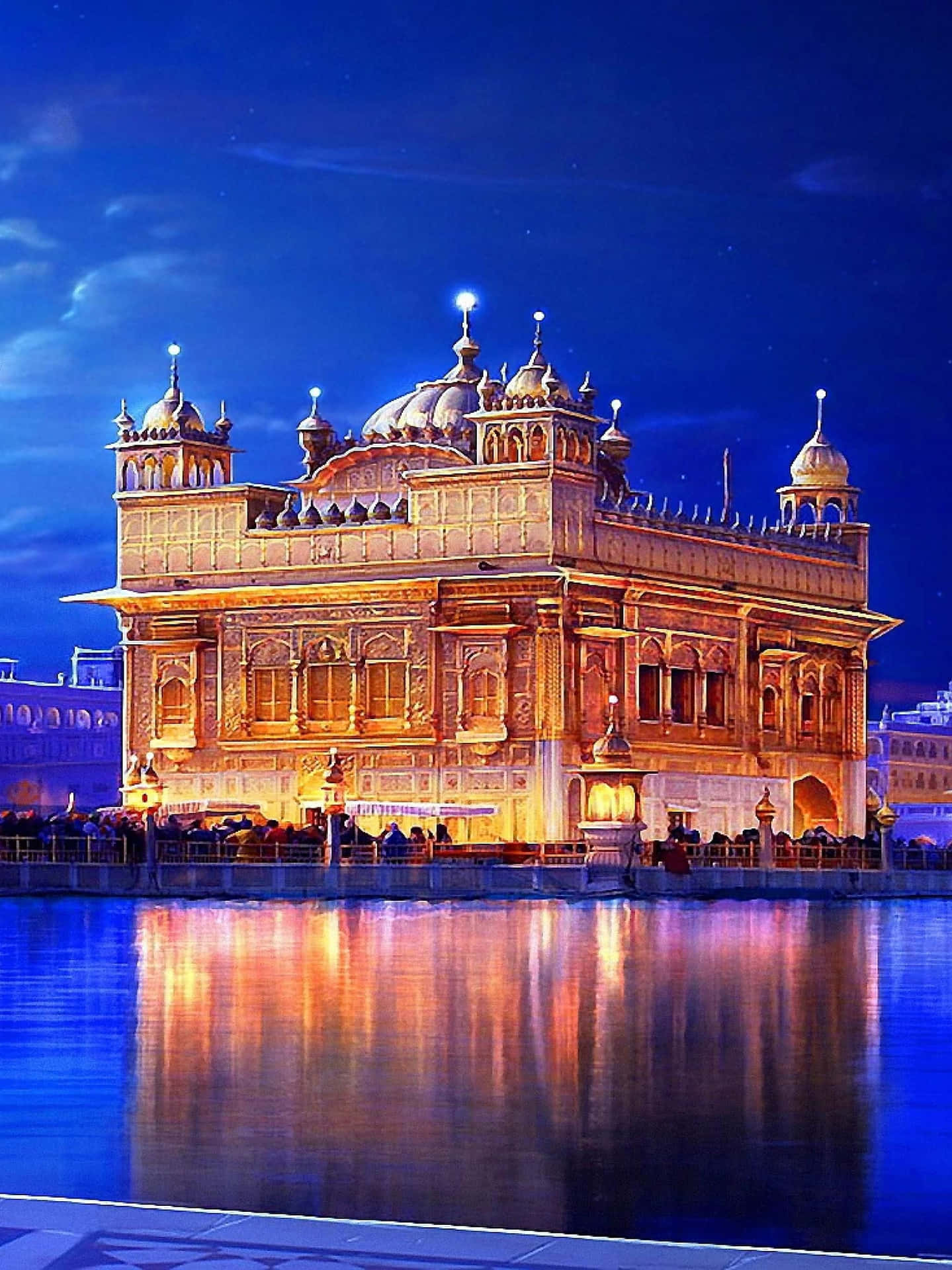 Golden Temple Night Painting