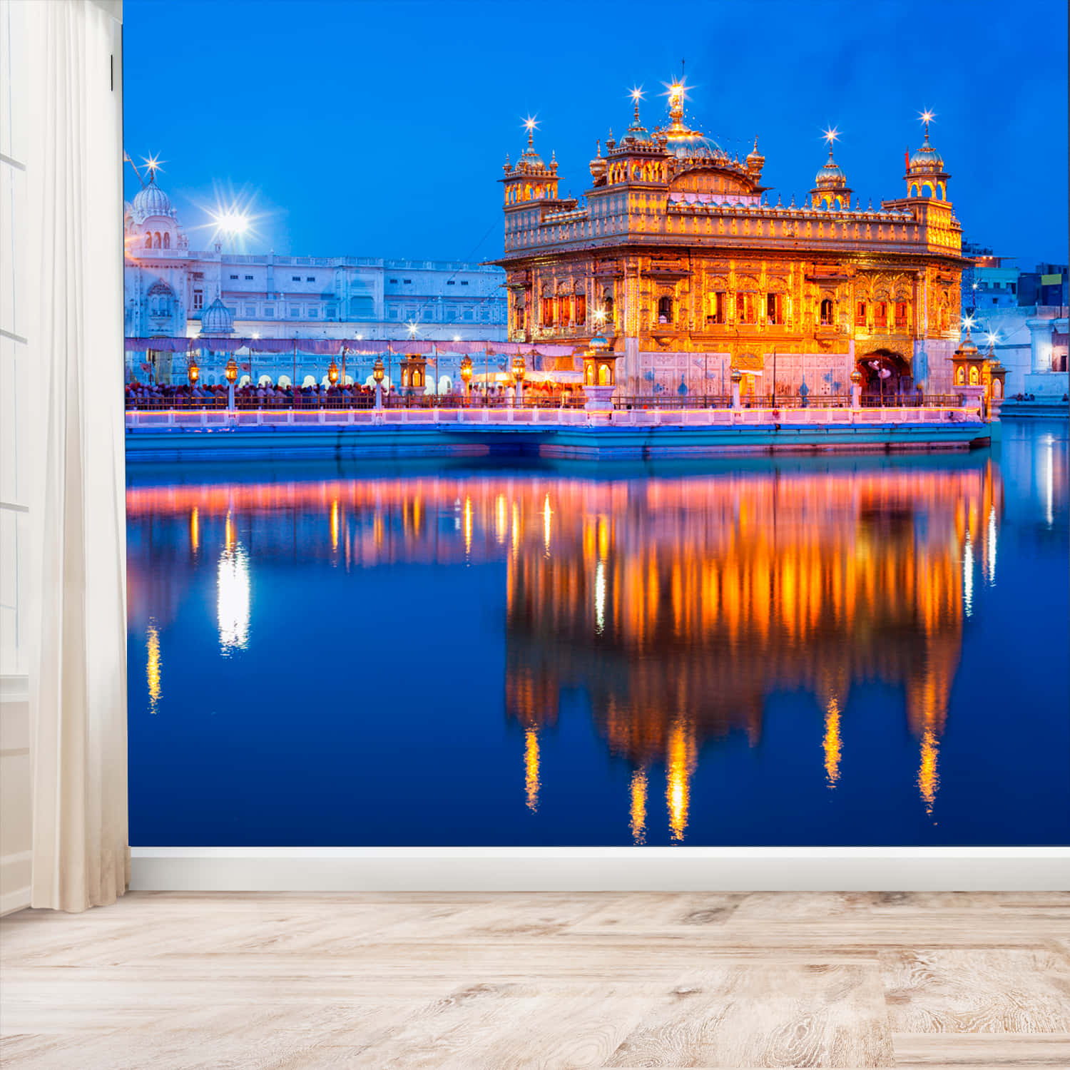 Golden Temple Painted Wall Background