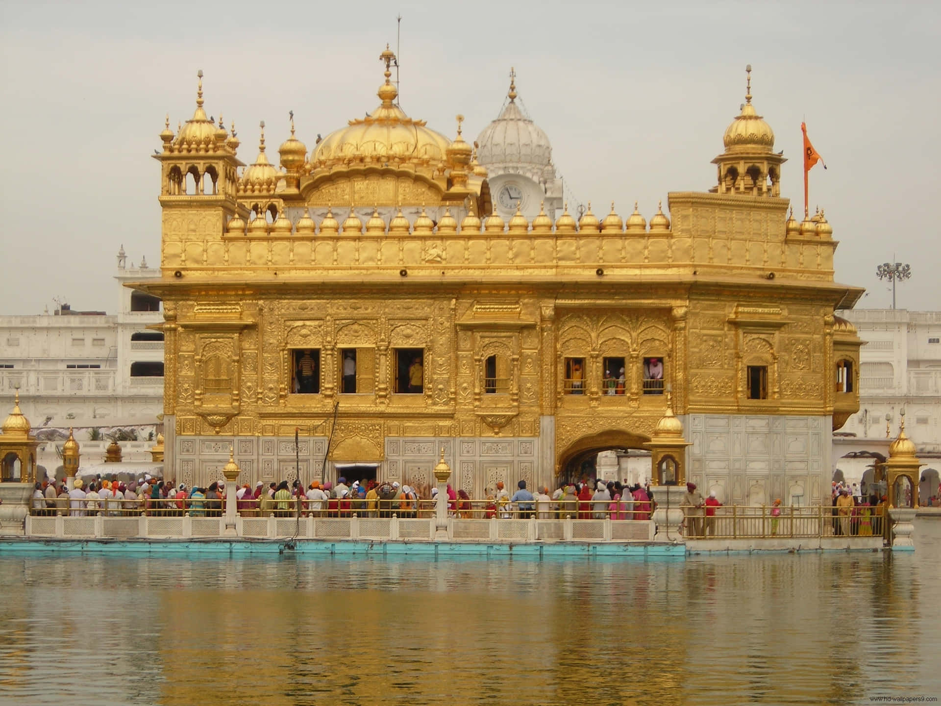 Golden Temple With Pilgrims