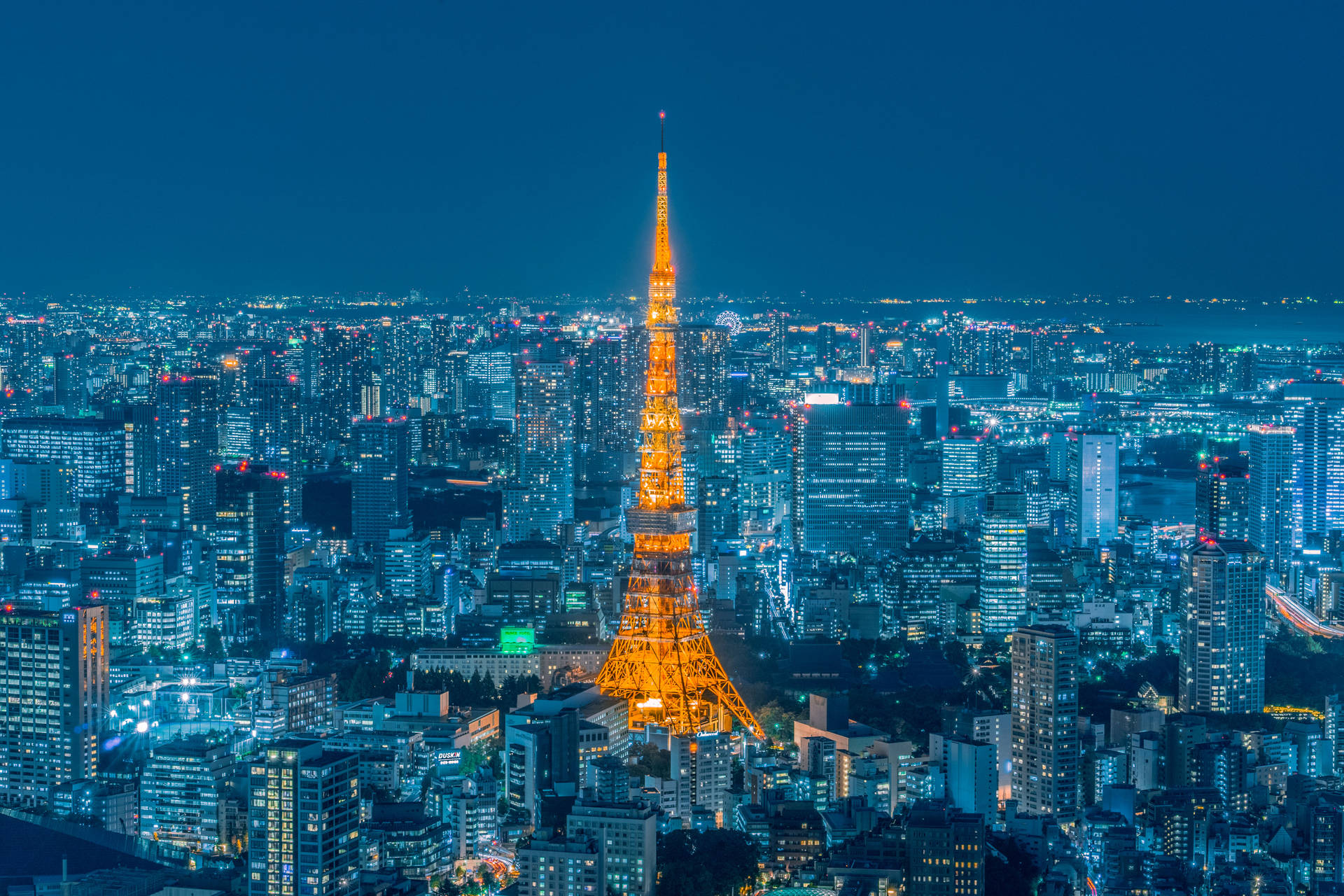 Golden Tokyo Tower Against Evening Sky