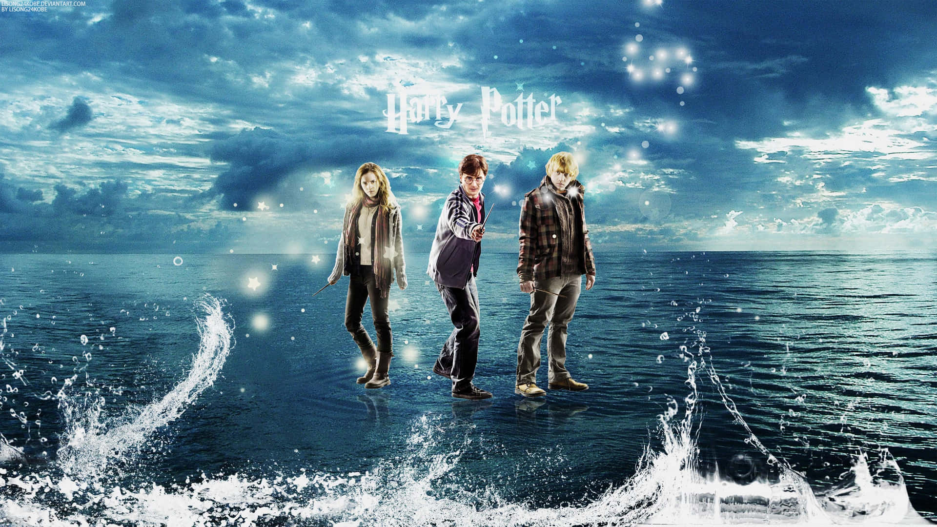 Golden Trio Standing On Water