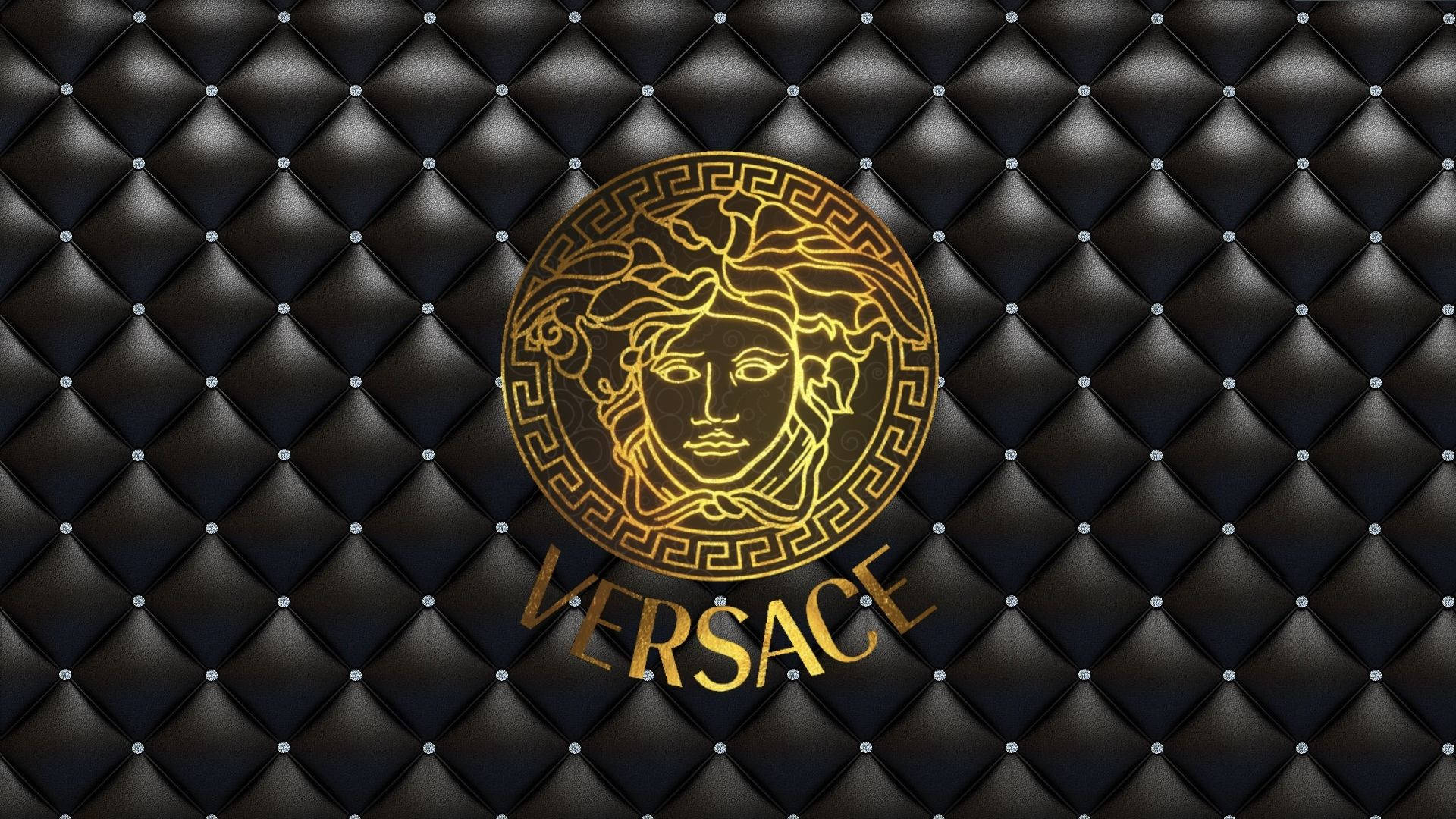 Golden Versace Logo Leather