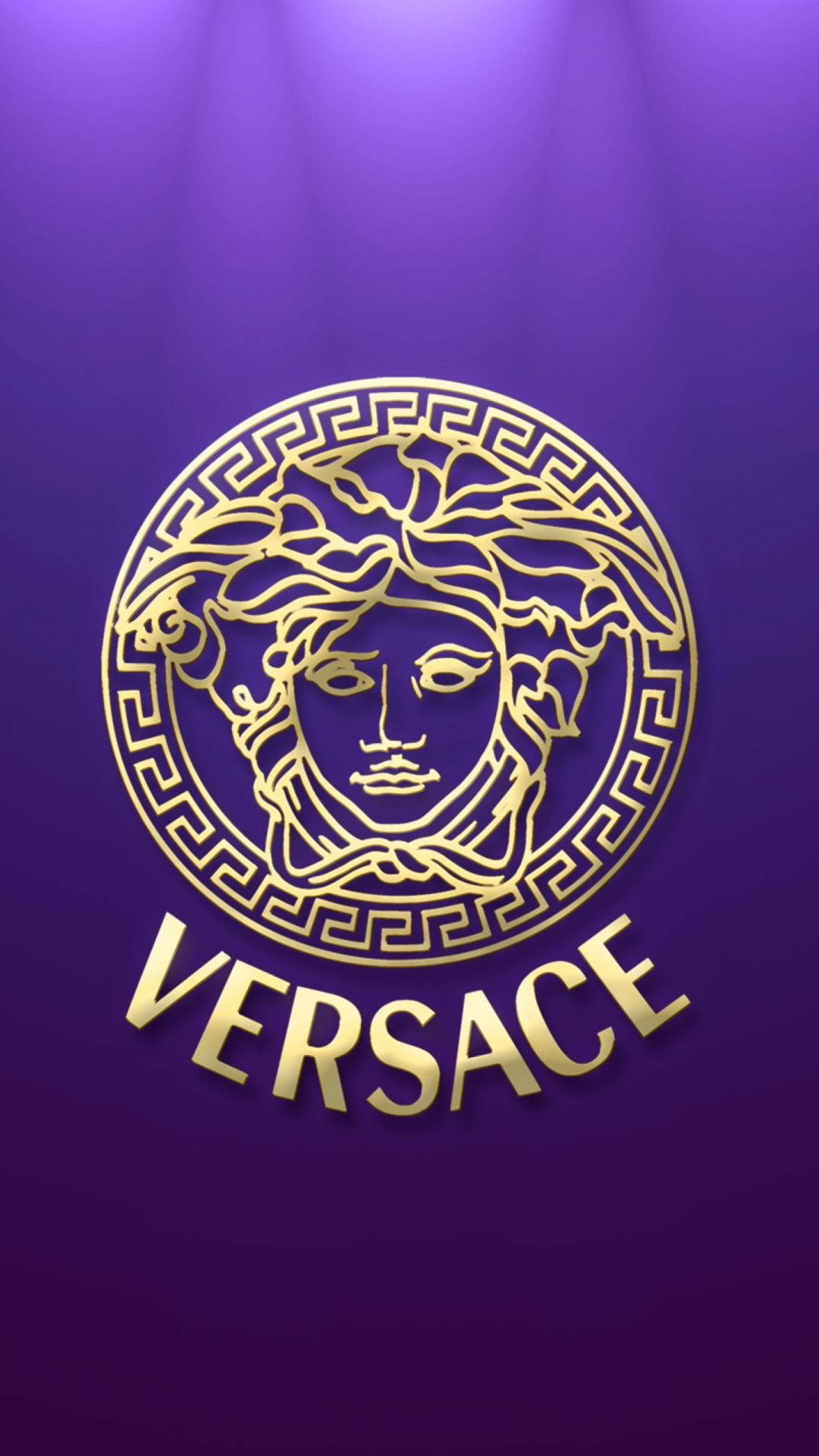 Golden Versace Logo Purple Portrait Background