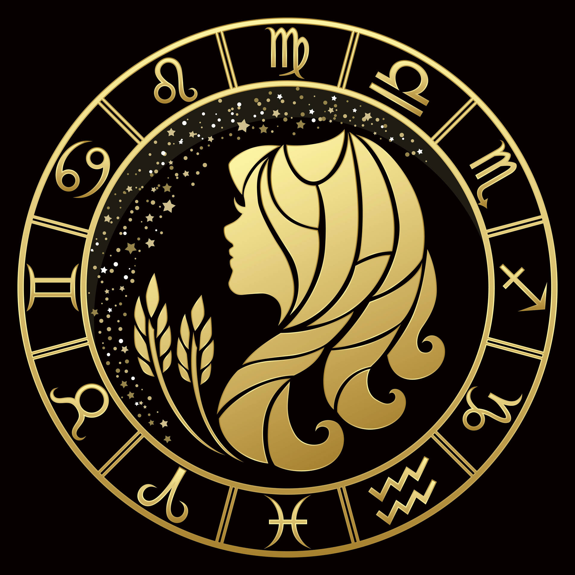 Golden Virgo Zodiac Chart Background
