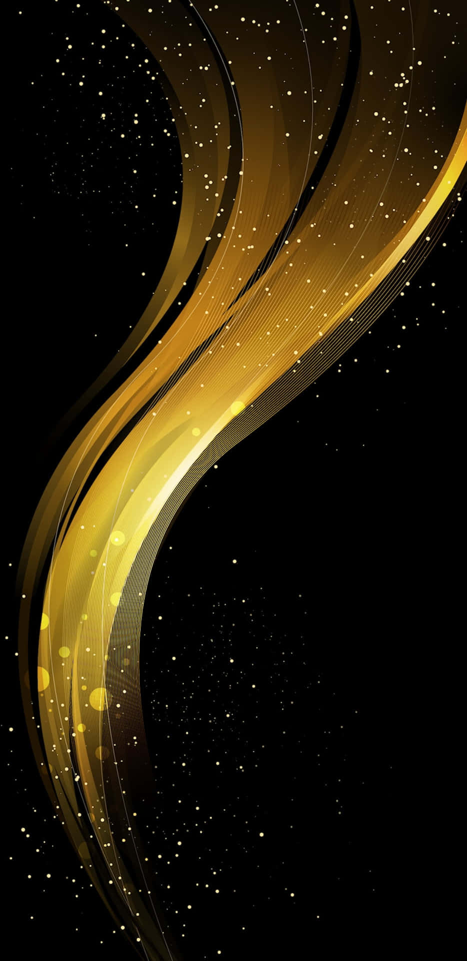 Golden Wave Background With Glitter And Sparkles Background