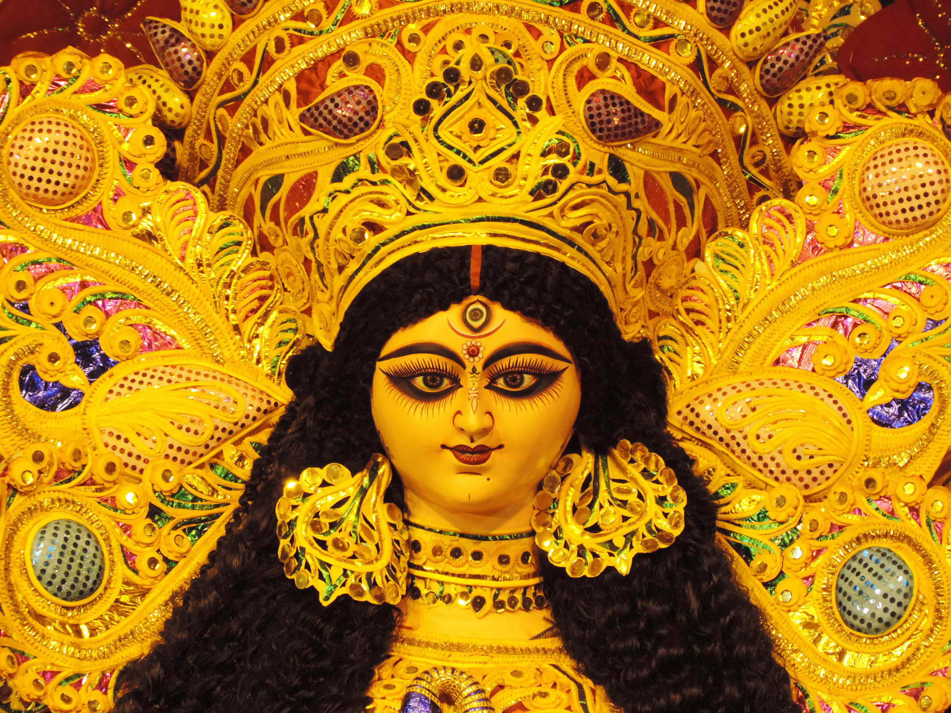Golden Yellow Maa Durga Background