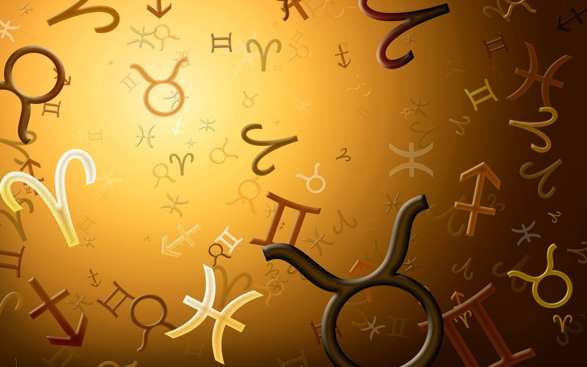 Golden Zodiac Signs Background