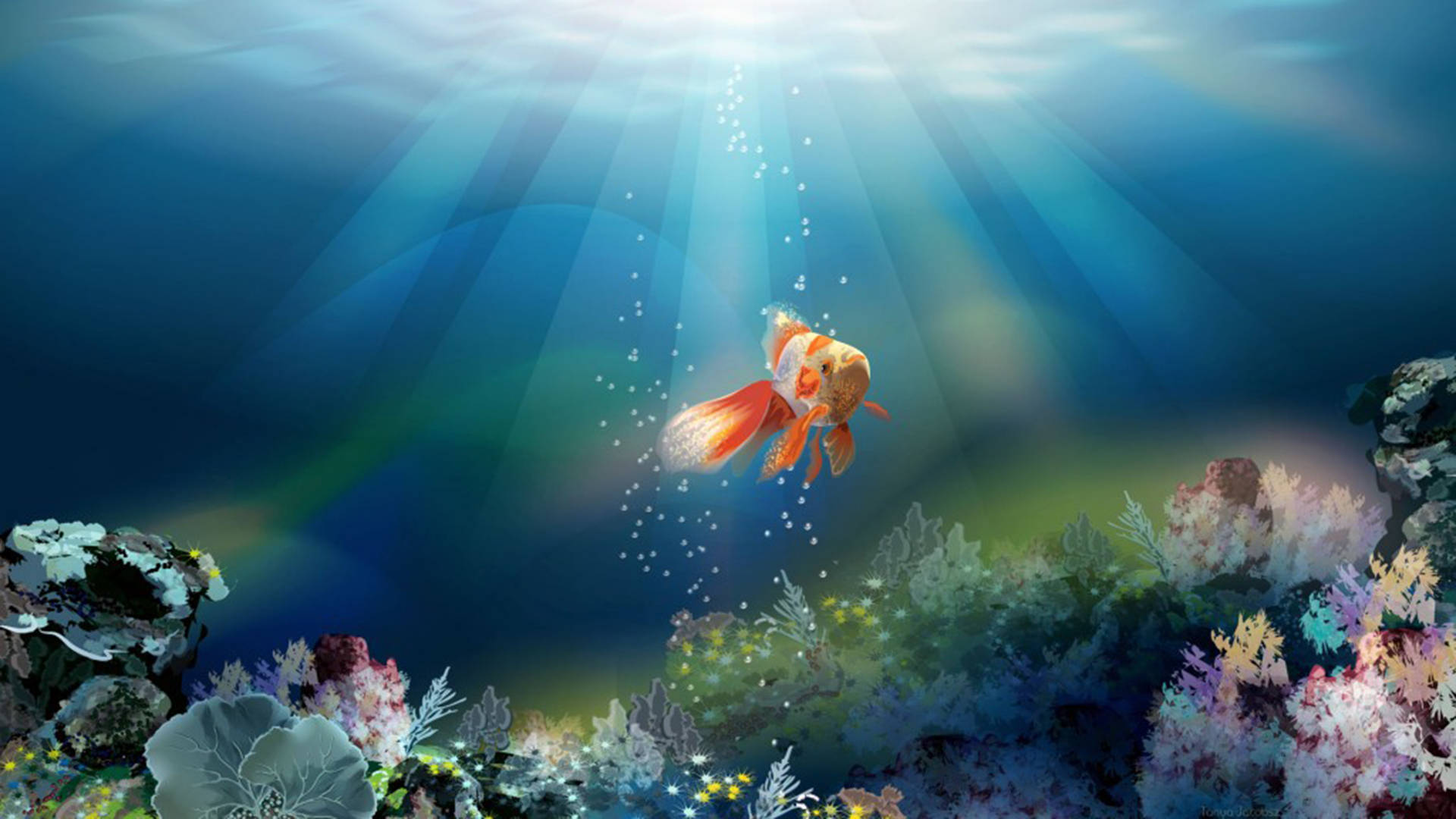 Goldfish Underwater Live 3d