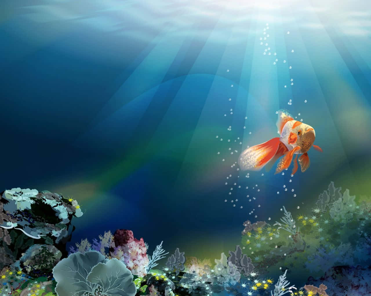 Goldfish With Coral Plants Fondos De Pantalla Background